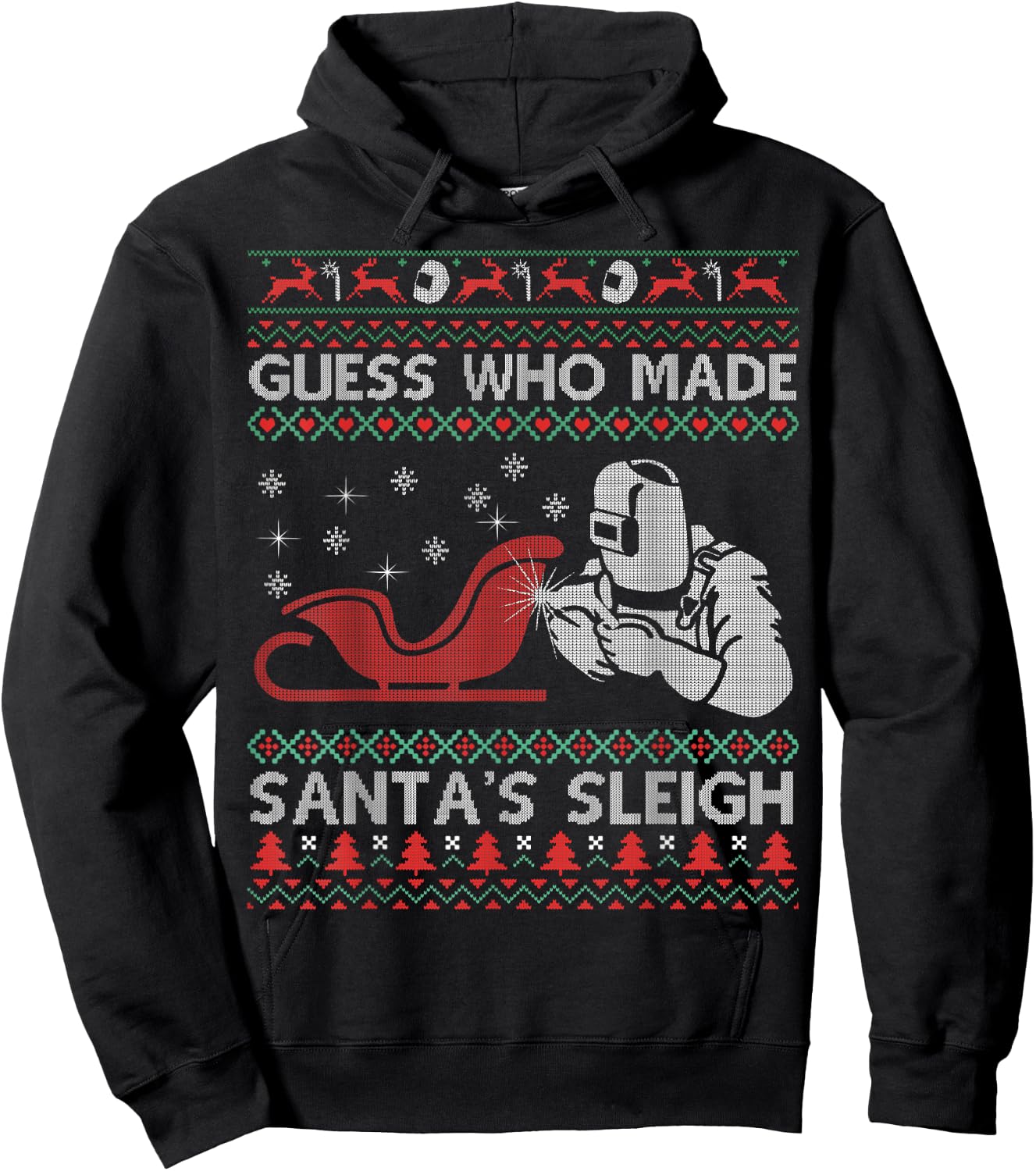 Ugly Christmas Welder - Funny Xmas Pajamas Gifts Sweater Hoodie - Hoodie | Black