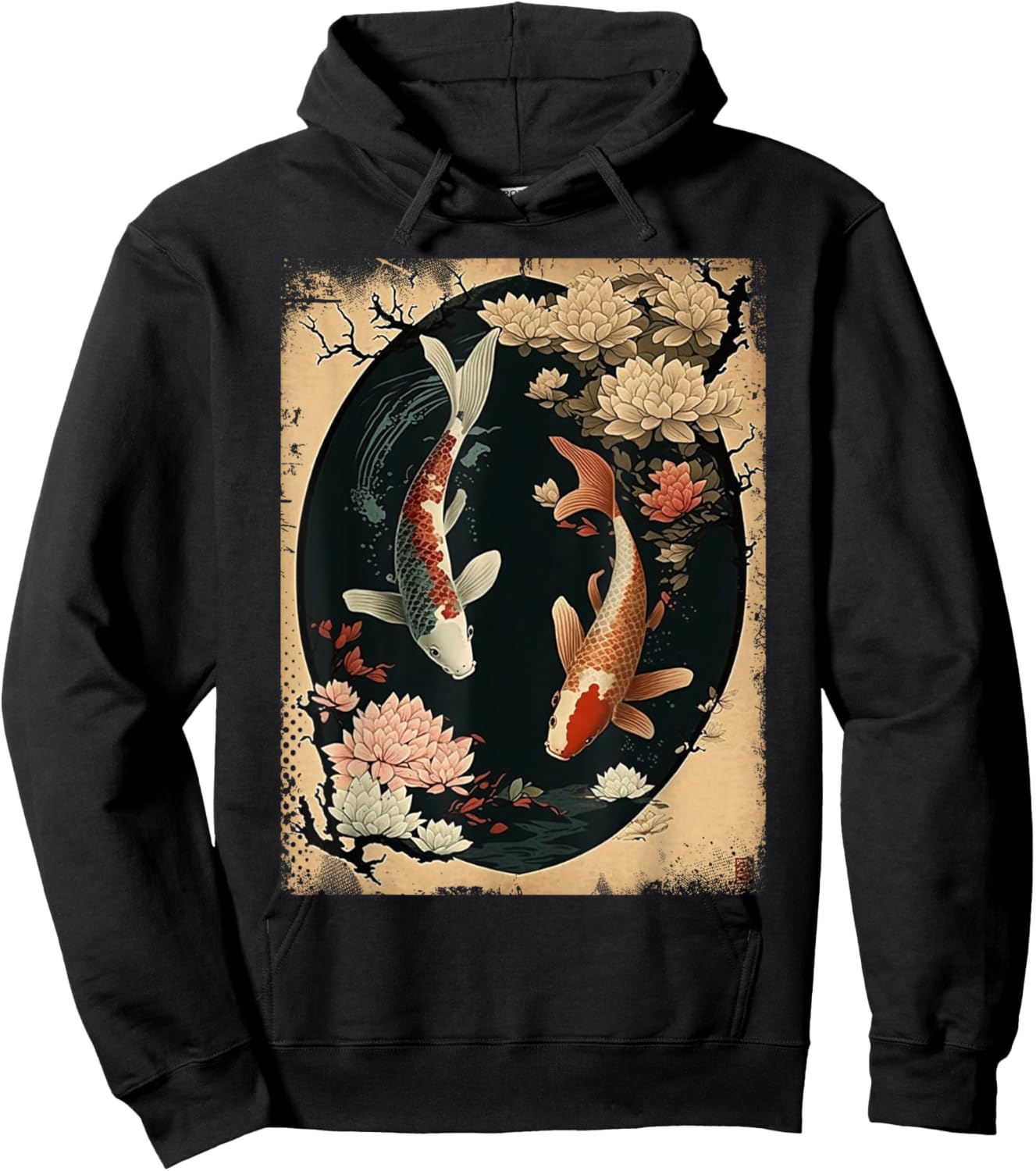Nishikigoi Koi Carp Fish Japanese Art Japan Cherry Blossom Hoodie - Hoodie | Black