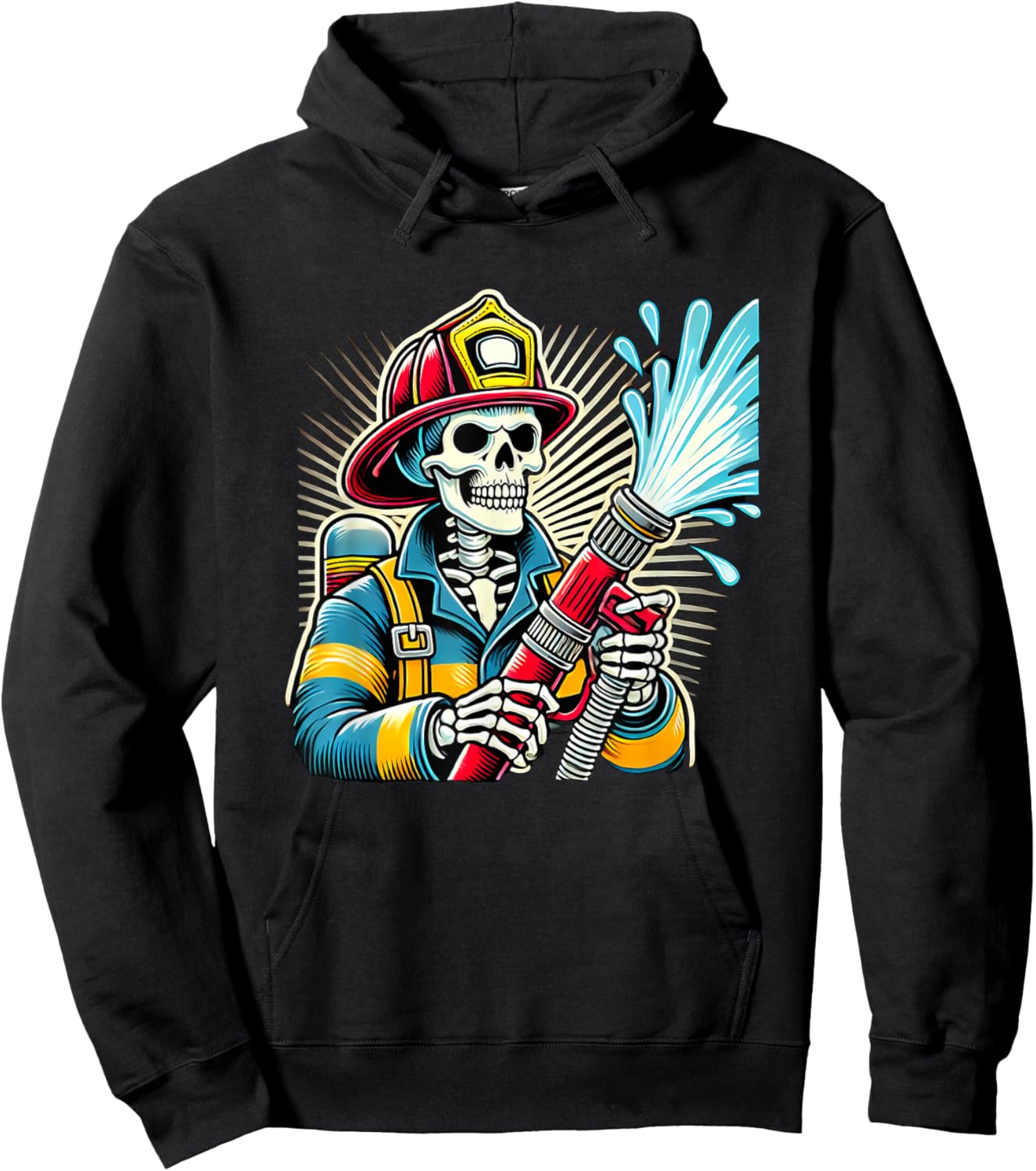 Halloween Skeleton Firefighter Hoodie - Hoodie | Black