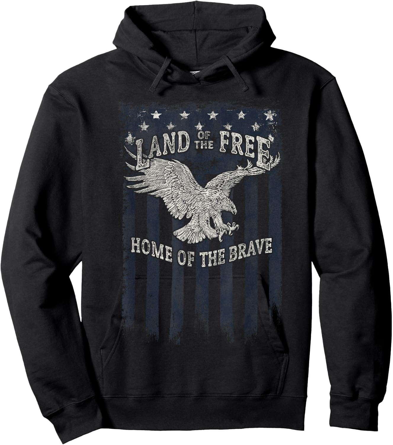 Land Of The Free Home Of The Brave Eagle Vertical Flag Hoodie - Hoodie | Black
