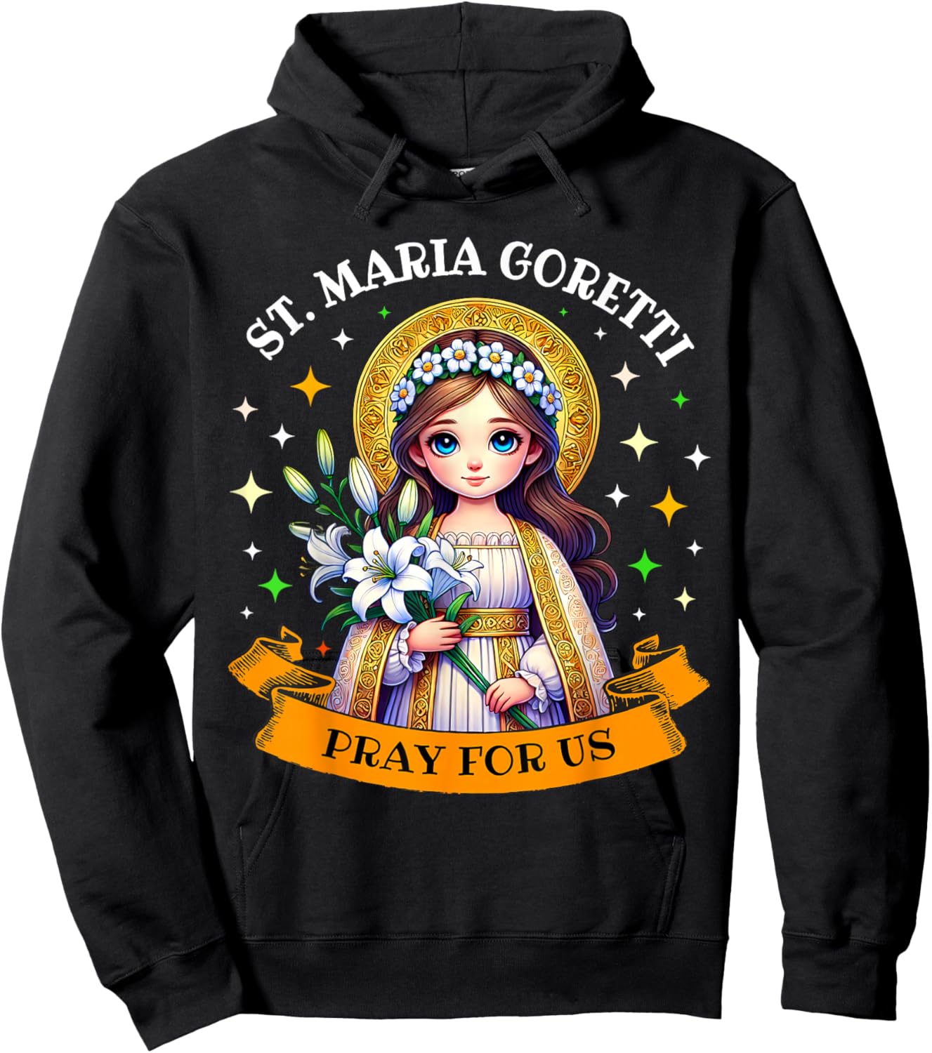 St Maria Goretti Lily Saints Catholic Saints for Children Hoodie - Hoodie | Black