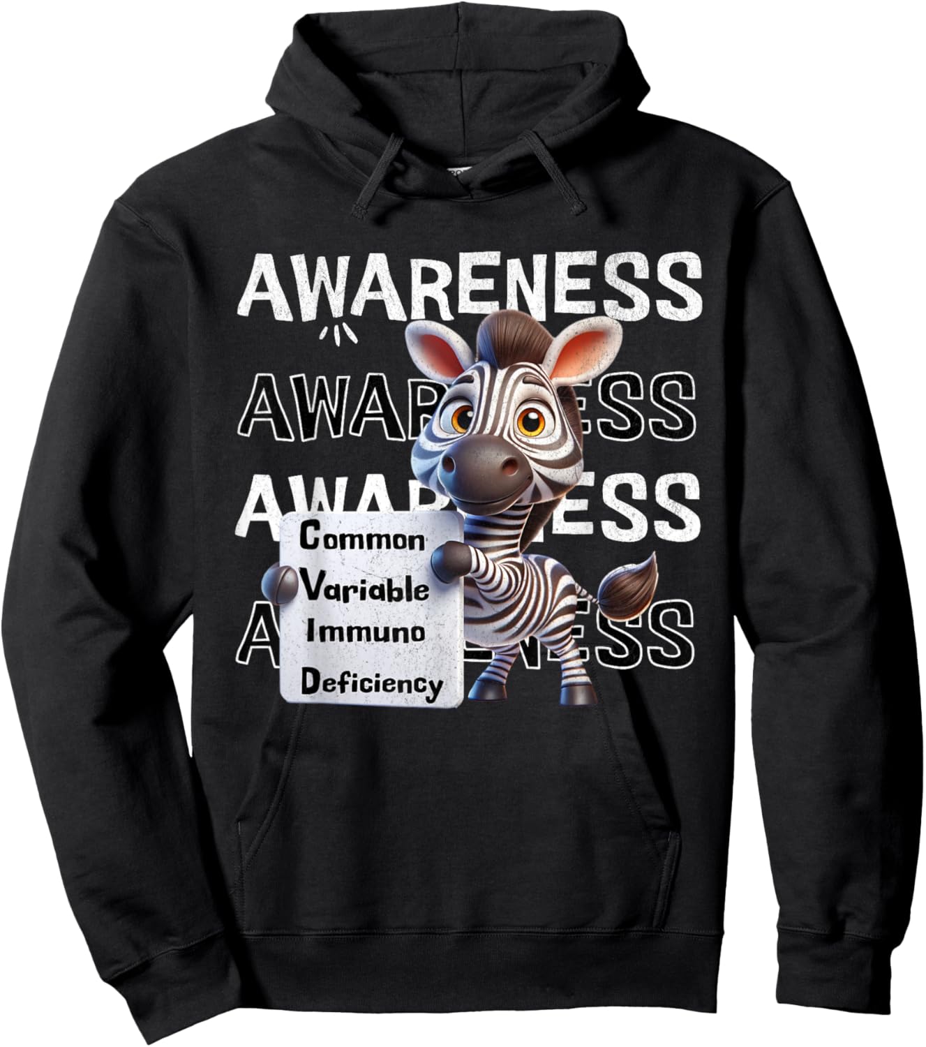 Common variable immunodeficiency CVID awareness zebra Hoodie - Hoodie | Black
