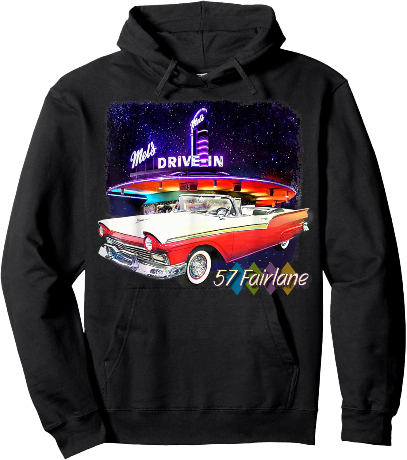 1957 57 Fairlane, Classic Car Art Hoodie - Hoodie | Black