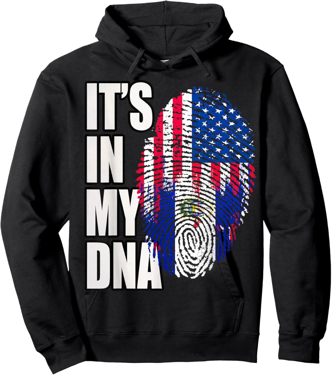 American and Salvadoran Heritage Mix DNA Flag Hoodie - Hoodie | Black