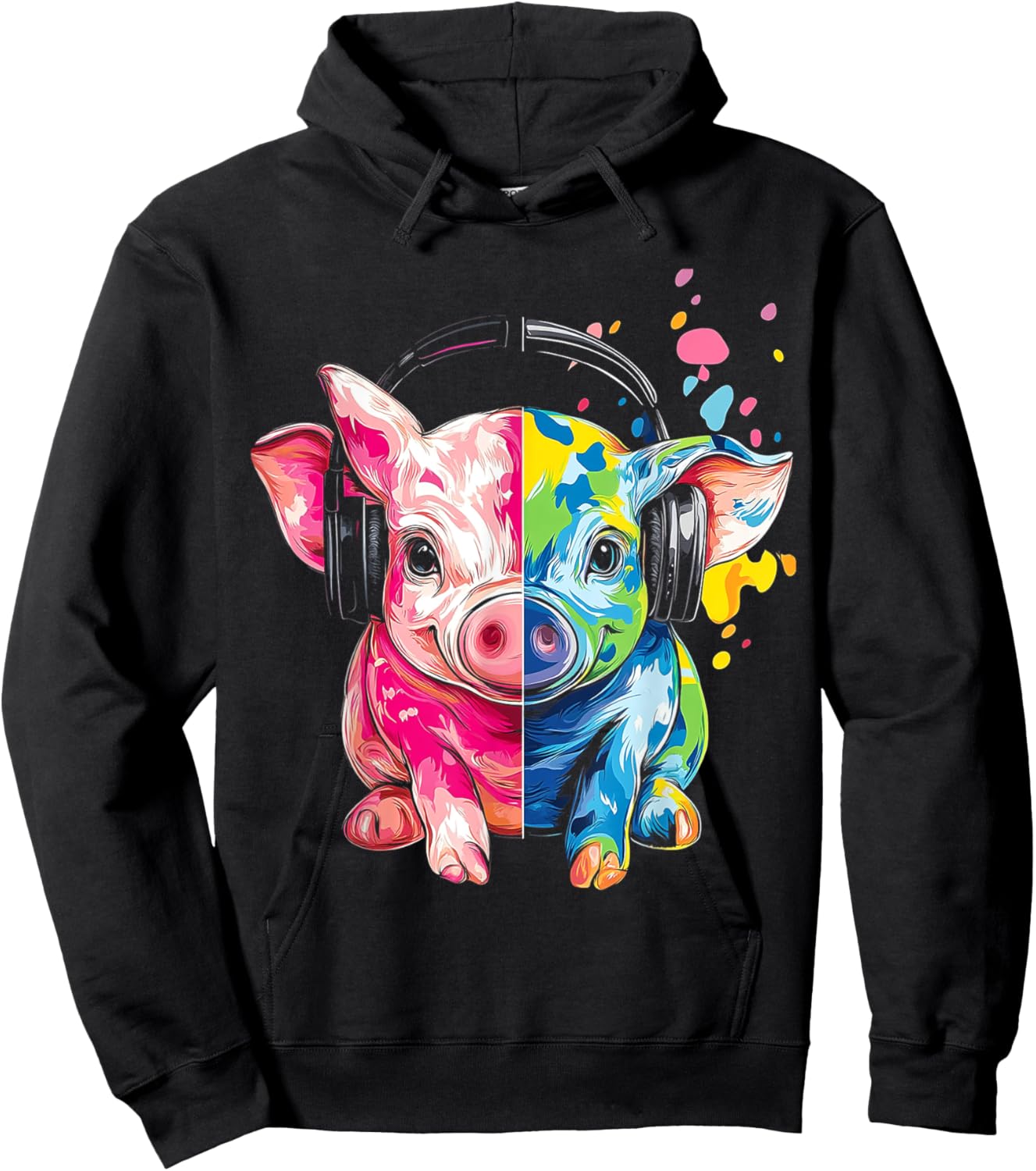 Piglet Illustration Animal Piglet Hoodie - Hoodie | Black