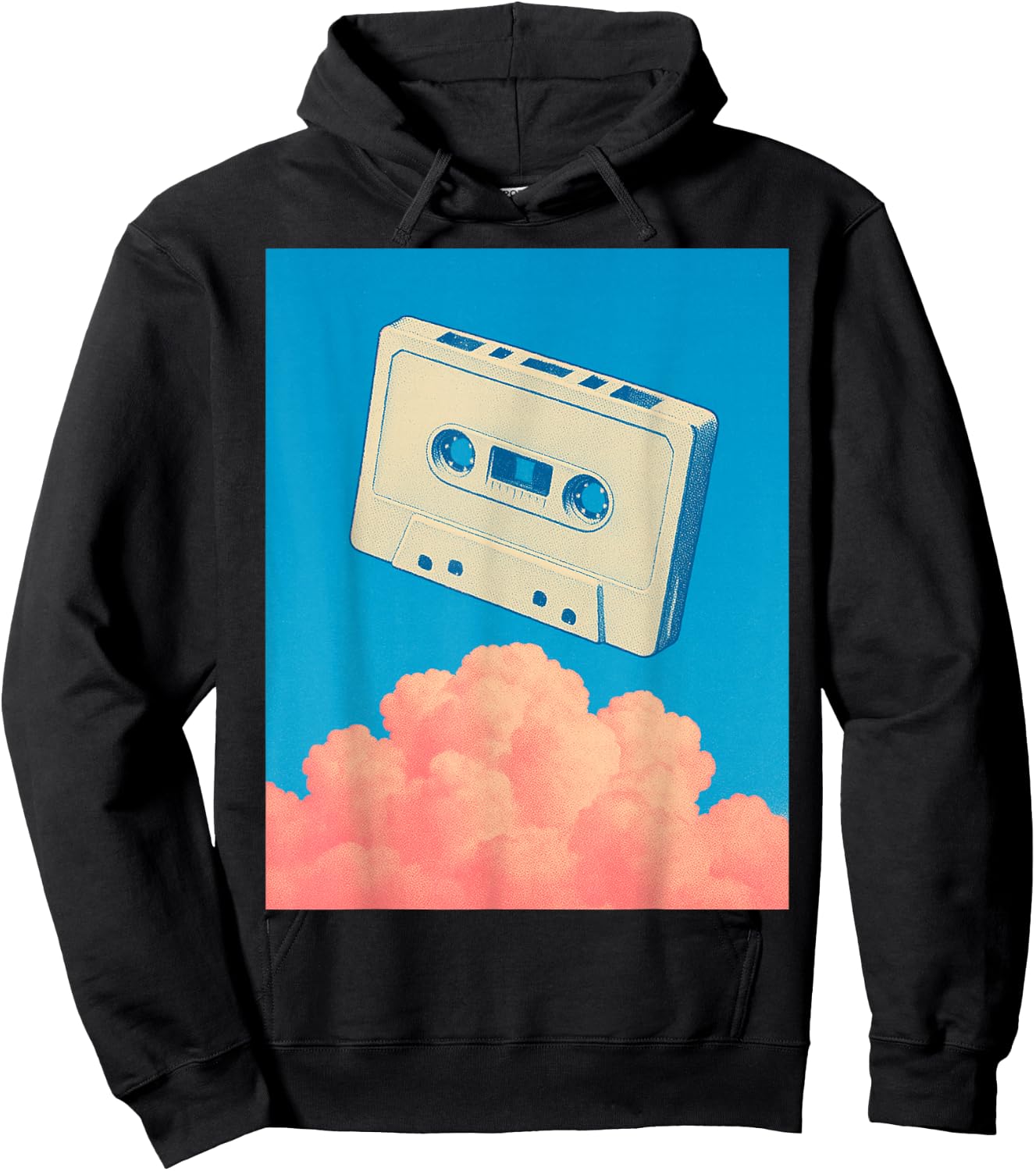 Floating Cassette in Dreamlike Blue Sky - Dreamcore Hoodie - Hoodie | Black