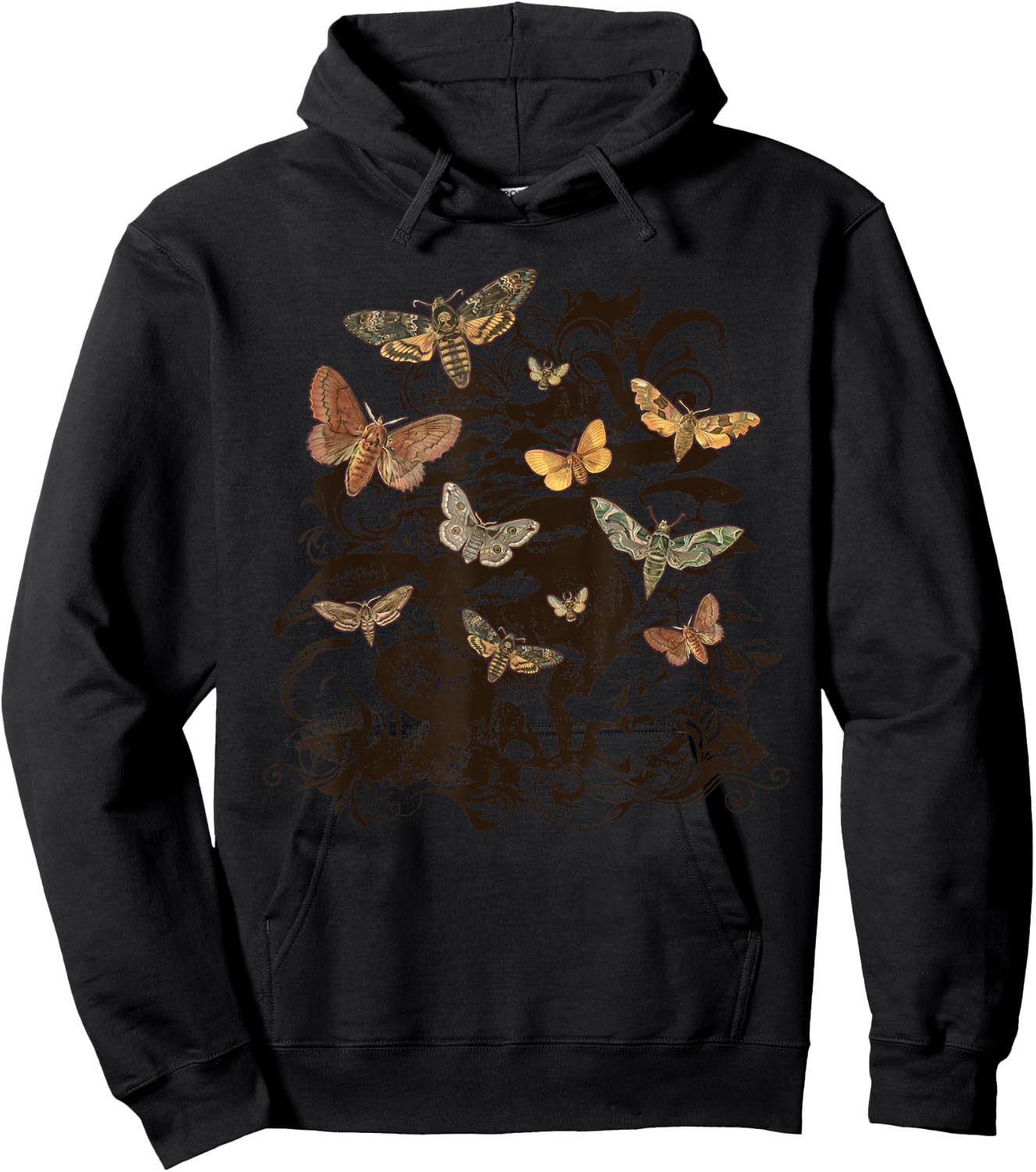 Fairy Grunge Fairycore Aesthetic Luna Moth Mushroom Grunge Hoodie - Hoodie | Black