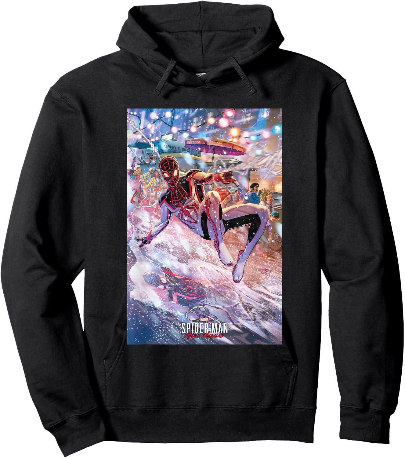 Marvel Spider-Man: Miles Morales Reflections Poster Hoodie - Hoodie | Black