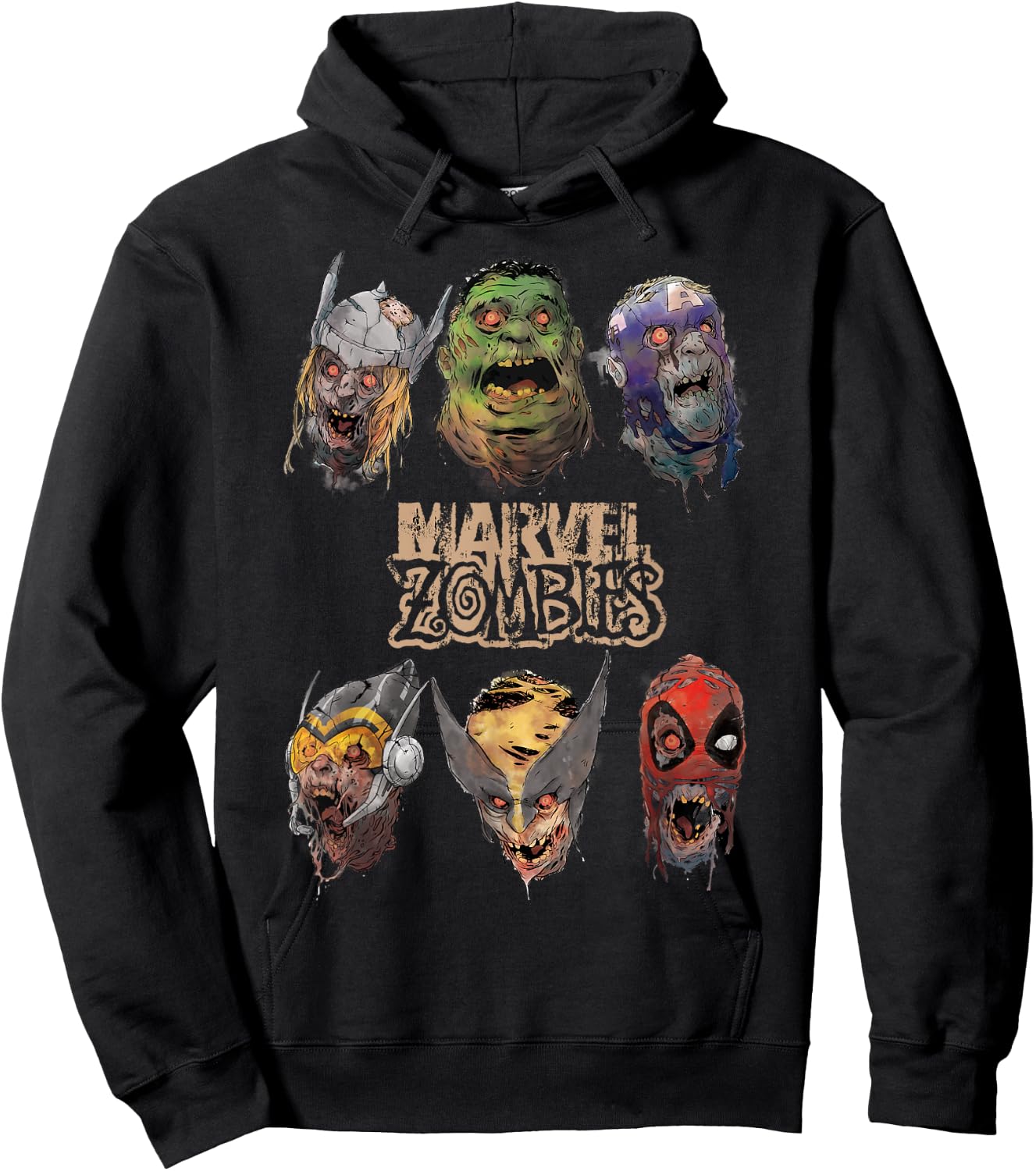 Marvel Zombies Group Shot Zombie Heads Hoodie - Hoodie | Black