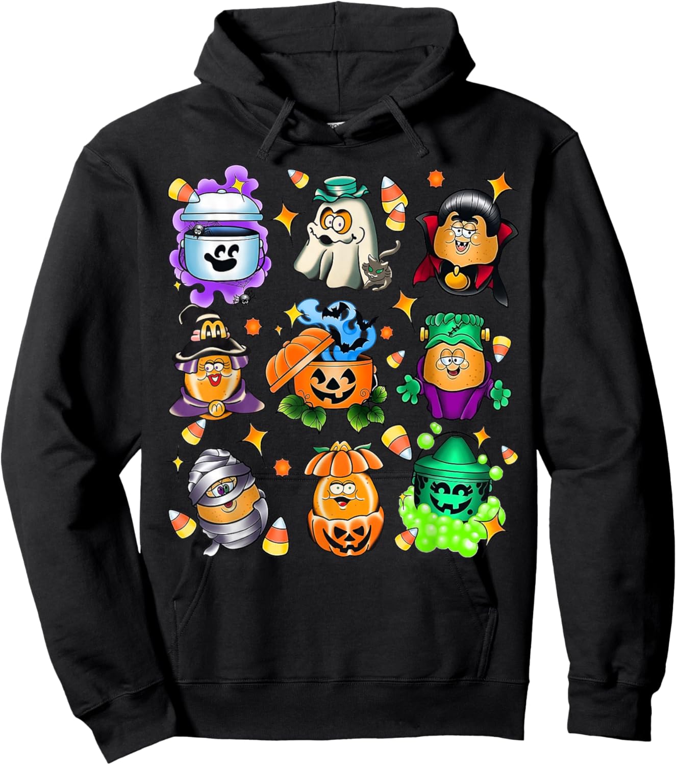 Vintage Funny Nuggets Meal Bucket Halloween Spooky Season Hoodie - Hoodie | Black