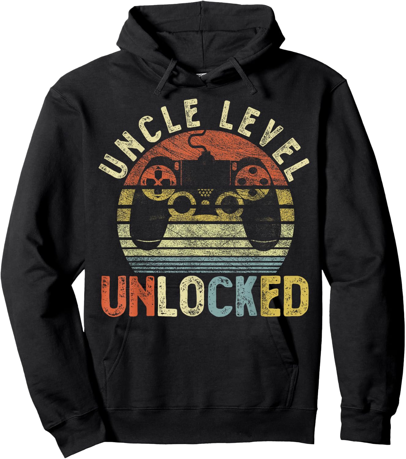Vintage Uncle Level Unlocked, Video Gamer Funny Saying Retro Hoodie - Hoodie | Black