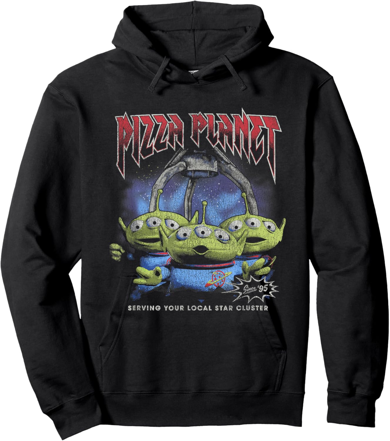 Disney Pixar Toy Story Pizza Planet Rock & Roll Aliens Retro Hoodie - Hoodie | Black