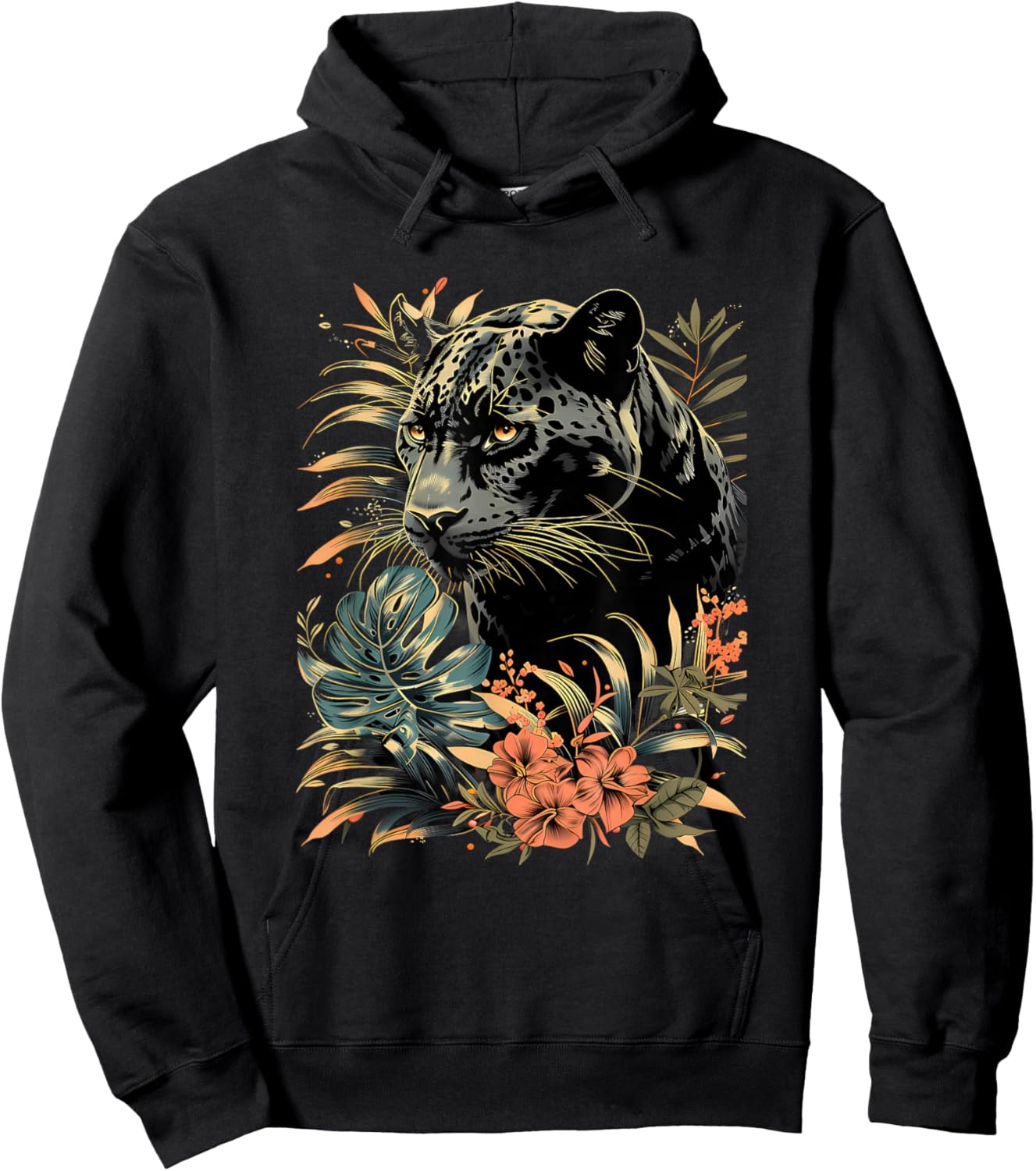 Panther Nature Artwork Motif Jungle Tropical Animal Art Hoodie - Hoodie | Black