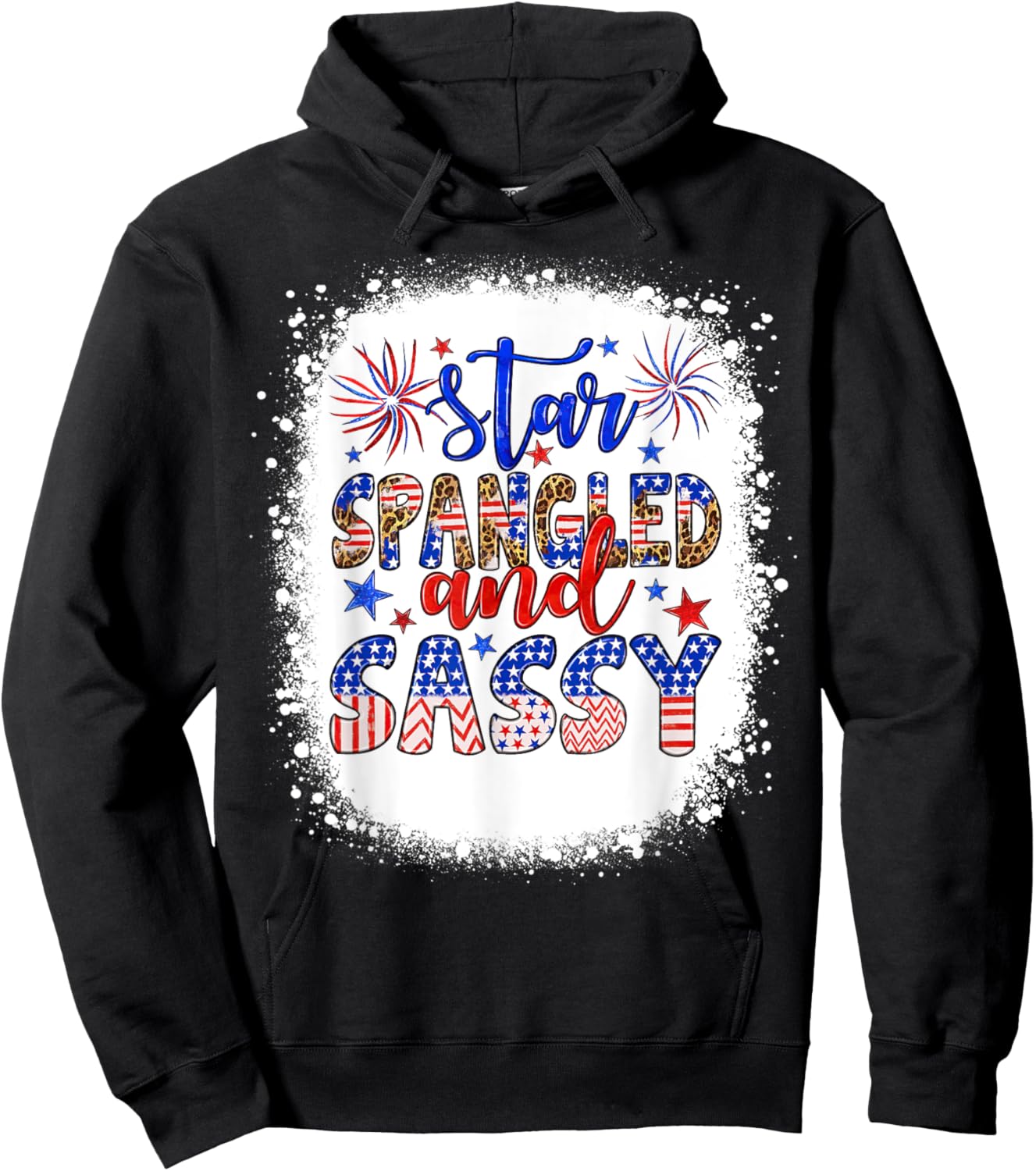 Star Spangled & Sassy Independence Day Groovy 4th Of July Women Kids Men Hoodie - Hoodie | Black