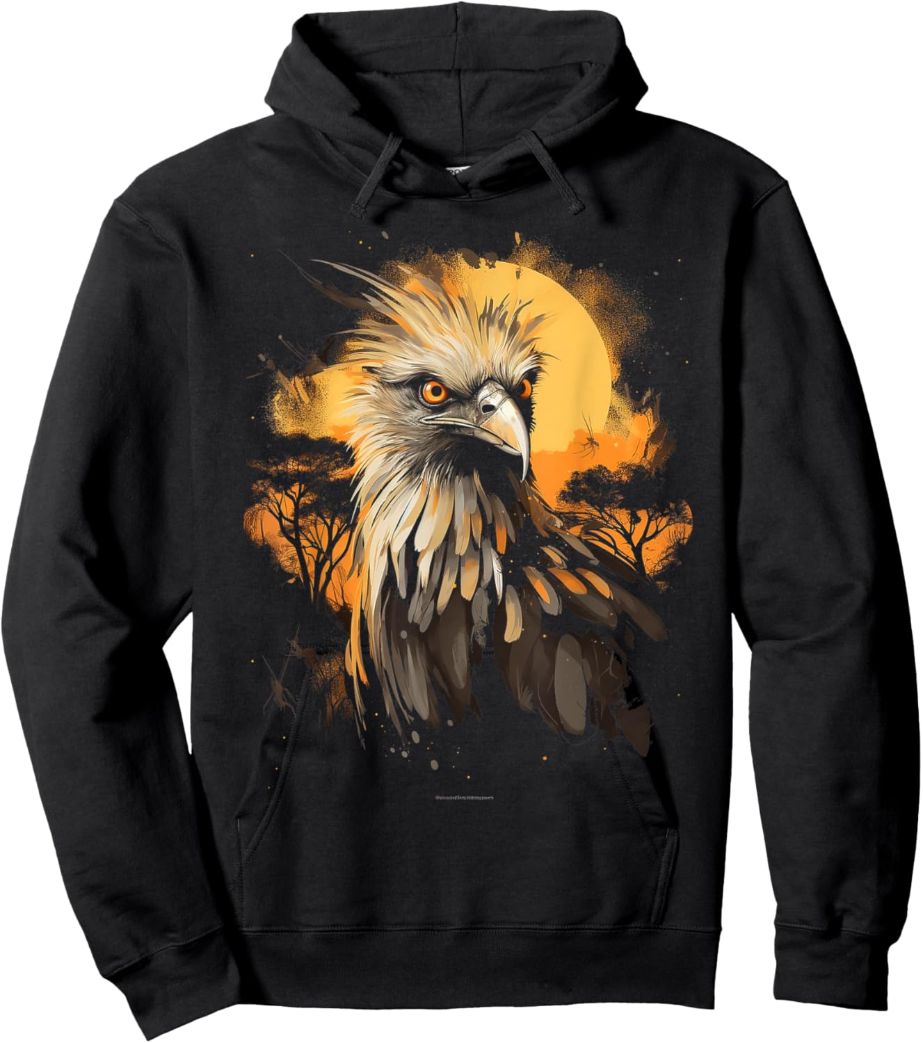 Secretary Bird African Animal Gift Safari Hoodie - Hoodie | Black