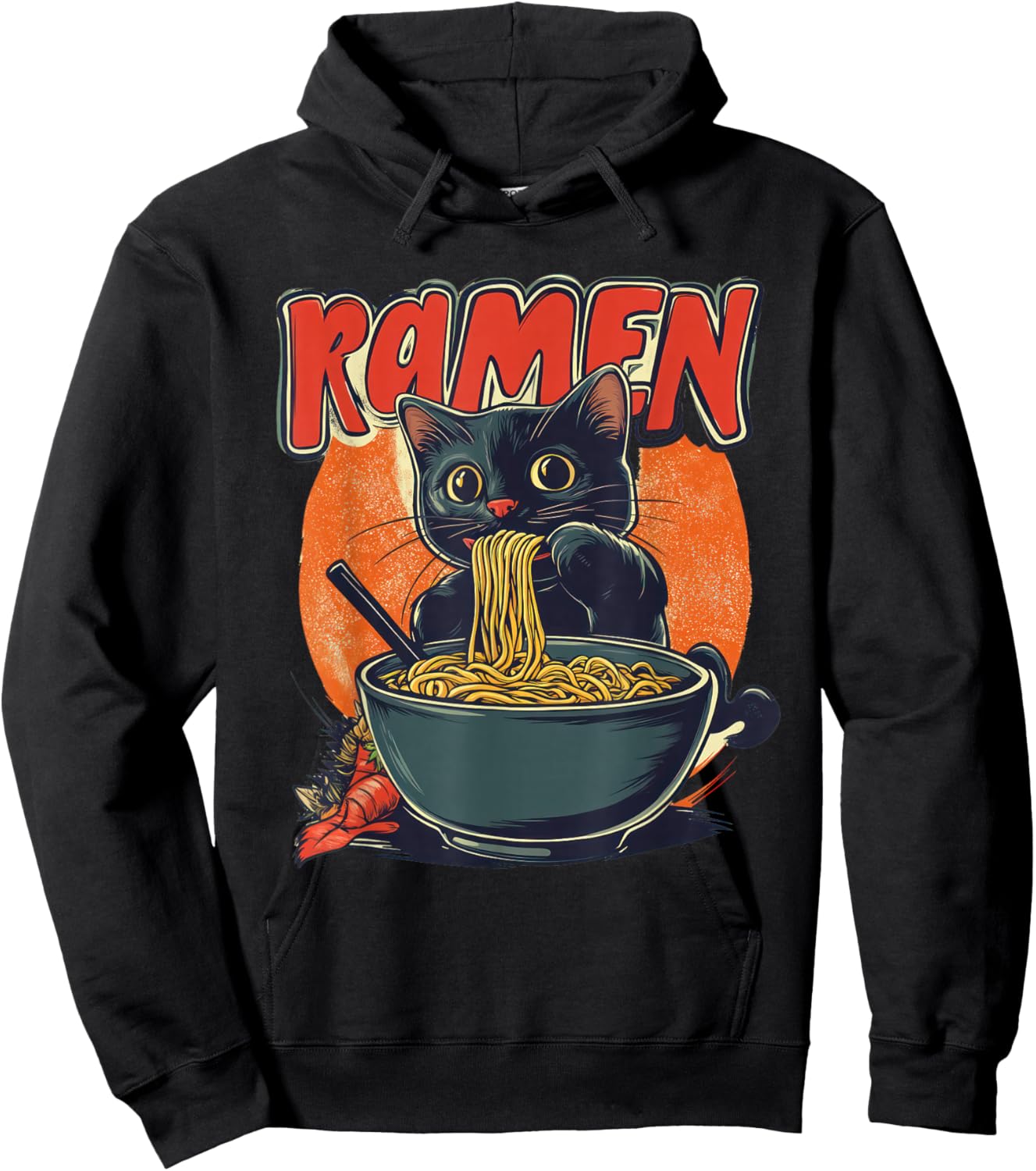 Anime Cat Ramen Kawaii japanese cat kawaii manga Hoodie - Hoodie | Black