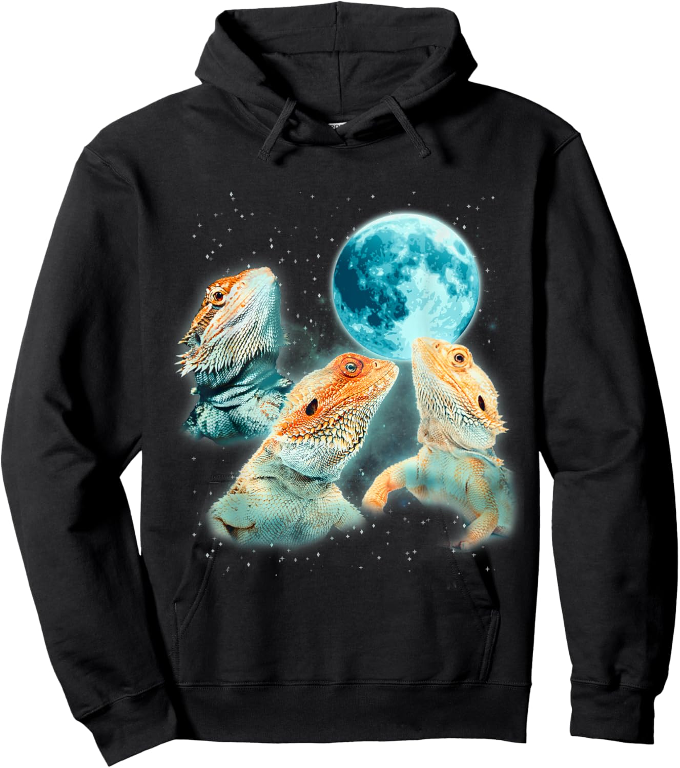Bearded Dragon Lizards Howling at The Moon Beardies Hoodie - Hoodie | Black
