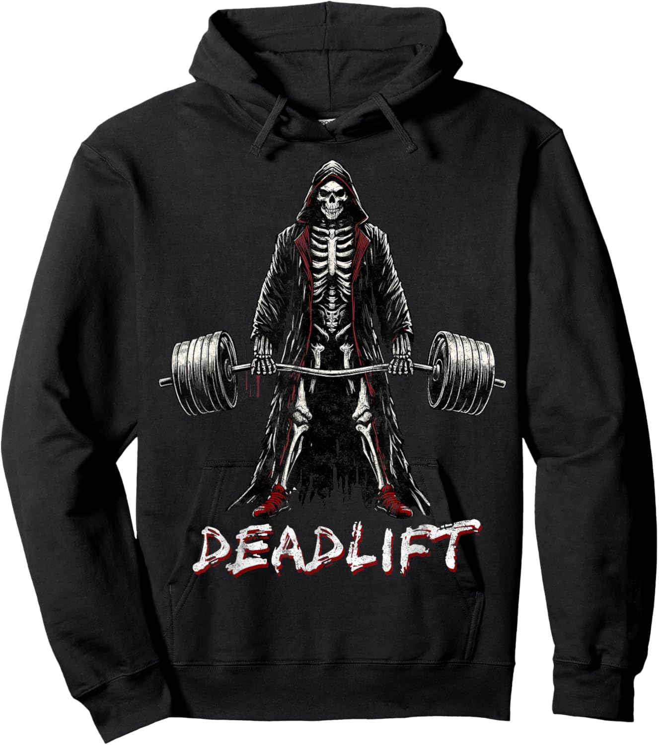 Deadlift Skeleton Halloween Gym Jokes Weightlifting Workout , Small, Black Hoodie - Hoodie | Black