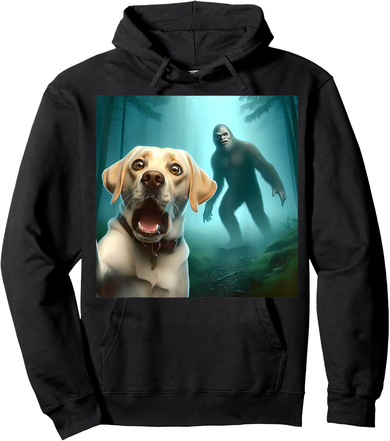 Labrador retriever Selfie with bigfoot sasquatch Hoodie - Hoodie | Black