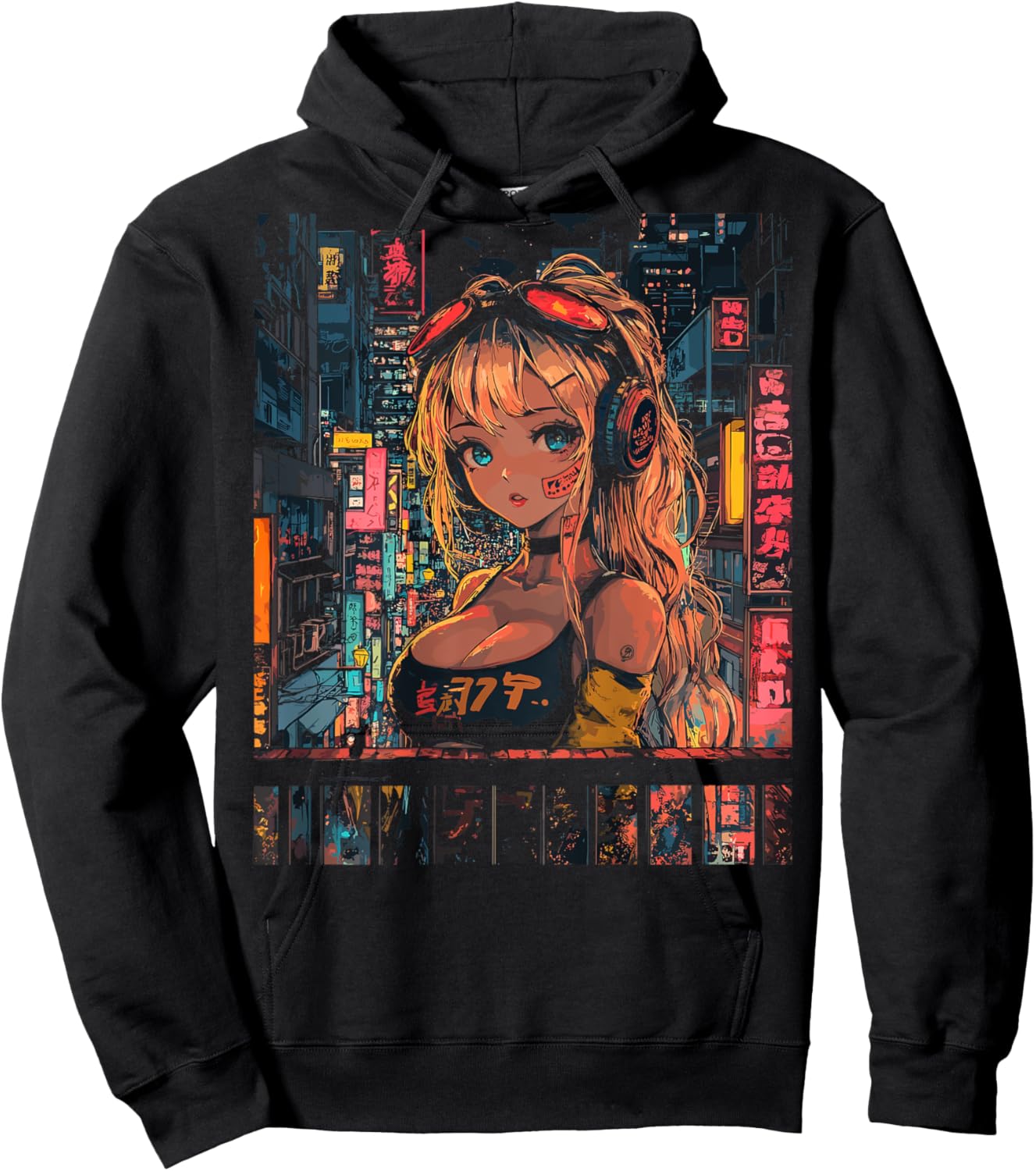 Anime Girl Japan Back Printed Graphic Hoodie - Hoodie | Black