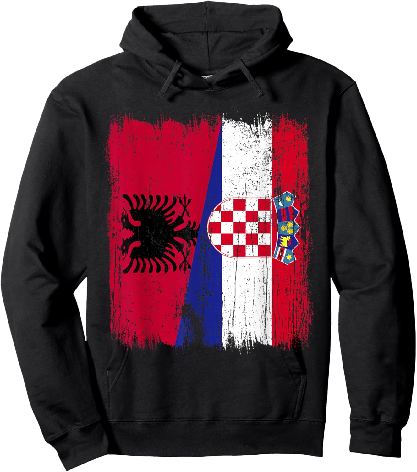 Albanien Kroatien halbe Flagge Stolze albanische kroatische Wurzeln Hoodie - Hoodie | Black