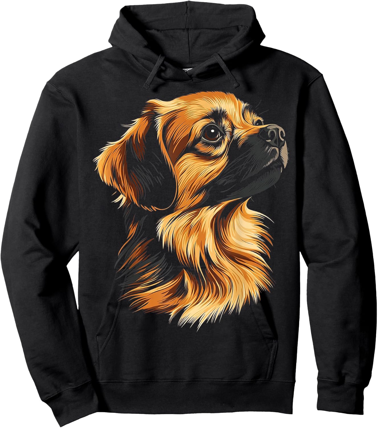 Tibetan Spaniel Dog Motif Pet Illustration Tibetan Spaniel Hoodie - Hoodie | Black