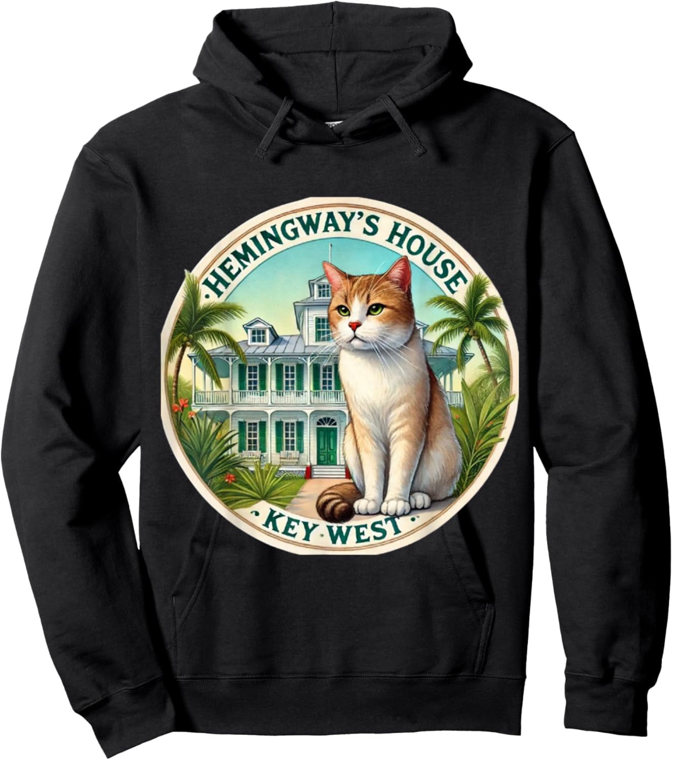 Hemingway Cat Polydactyl 6 Toes Key West Hoodie - Hoodie | Black