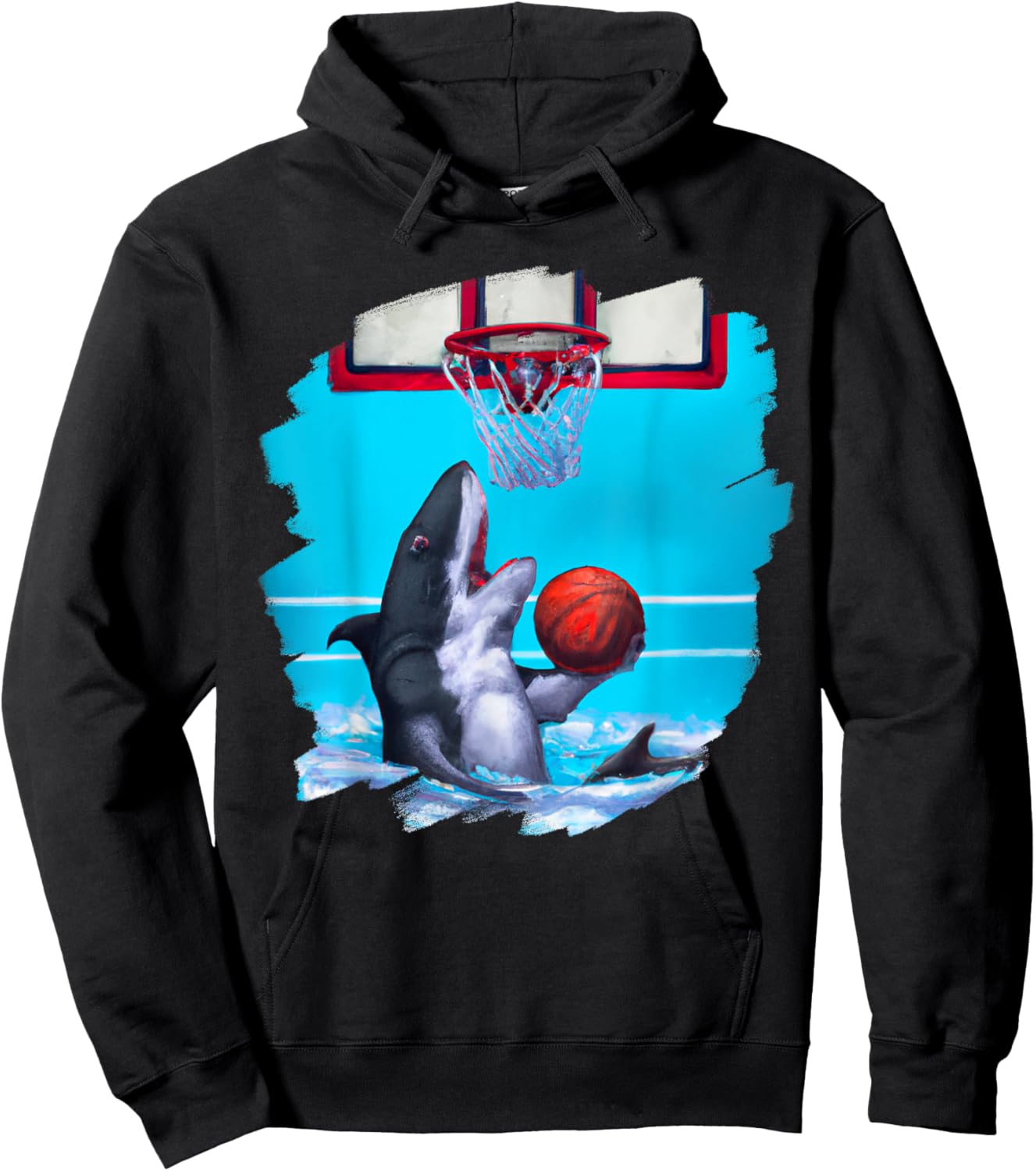 Shark Playing Basketball Funny Sharks Basketball Hoodie - Hoodie | Black
