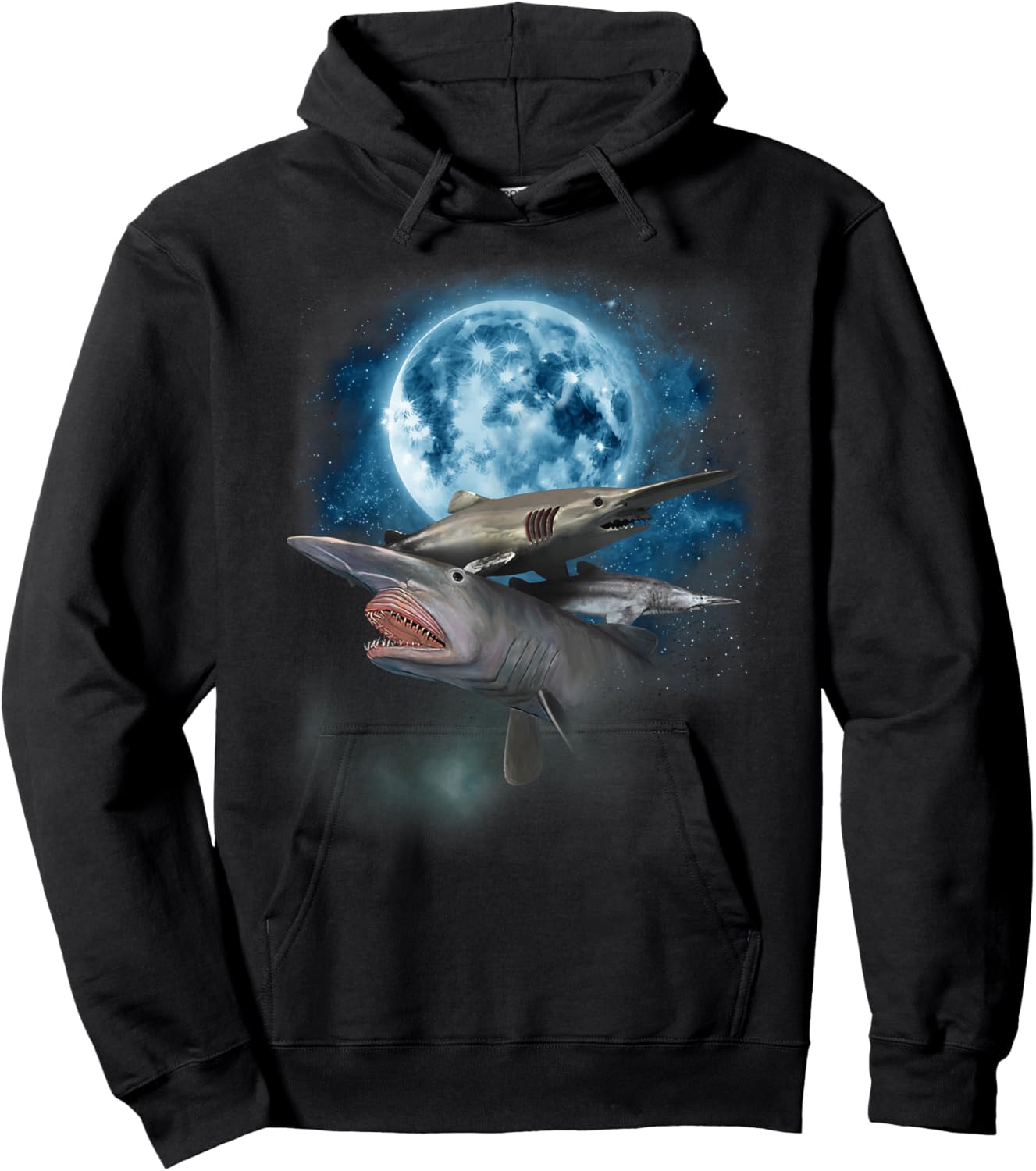 Goblin Shark Shirt - Howling at the Moon Goblin Shark Hoodie - Hoodie | Black