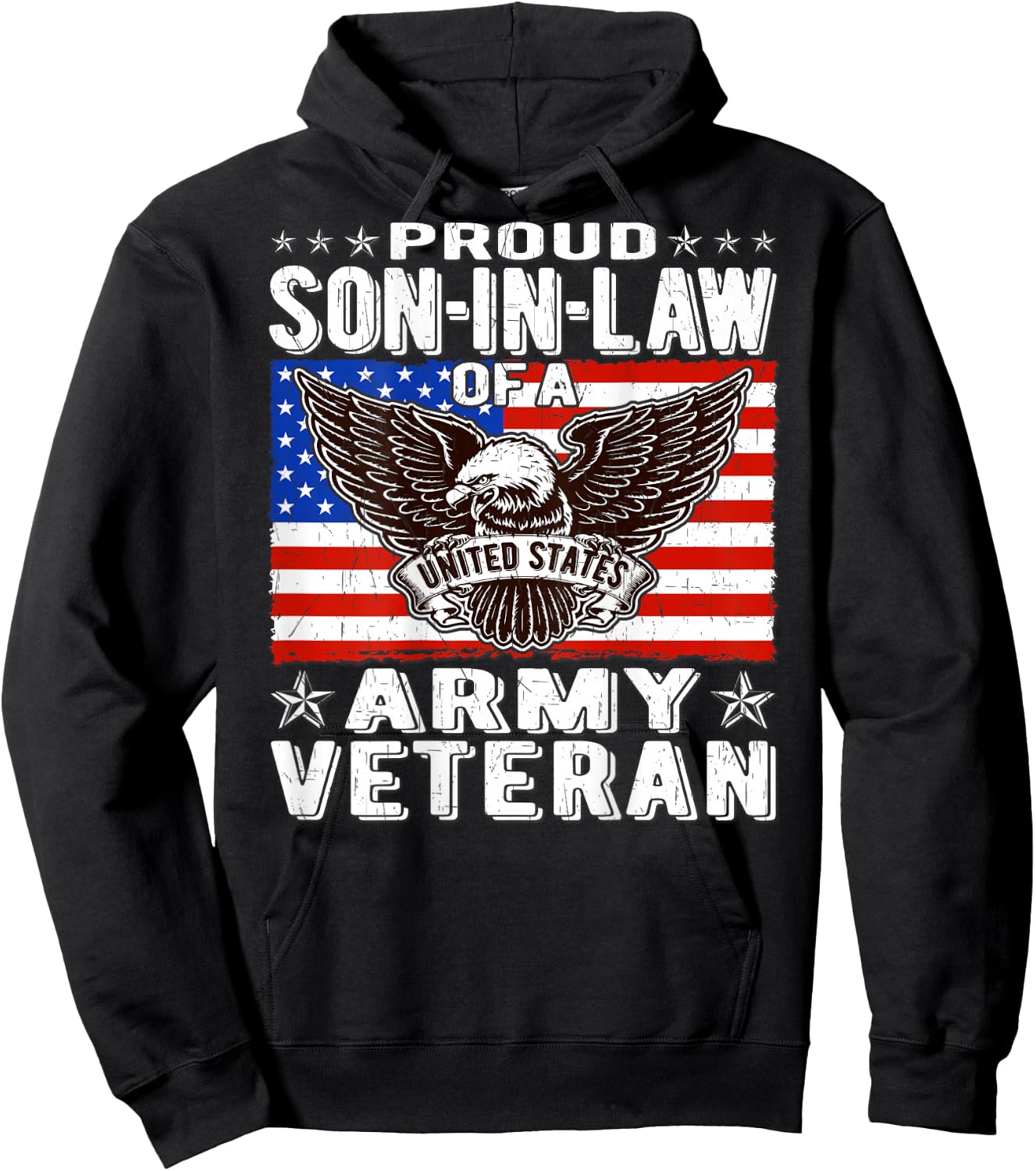 Proud Son-In-Law Of Army Veteran Patriotic Military Family Hoodie - Hoodie | Black