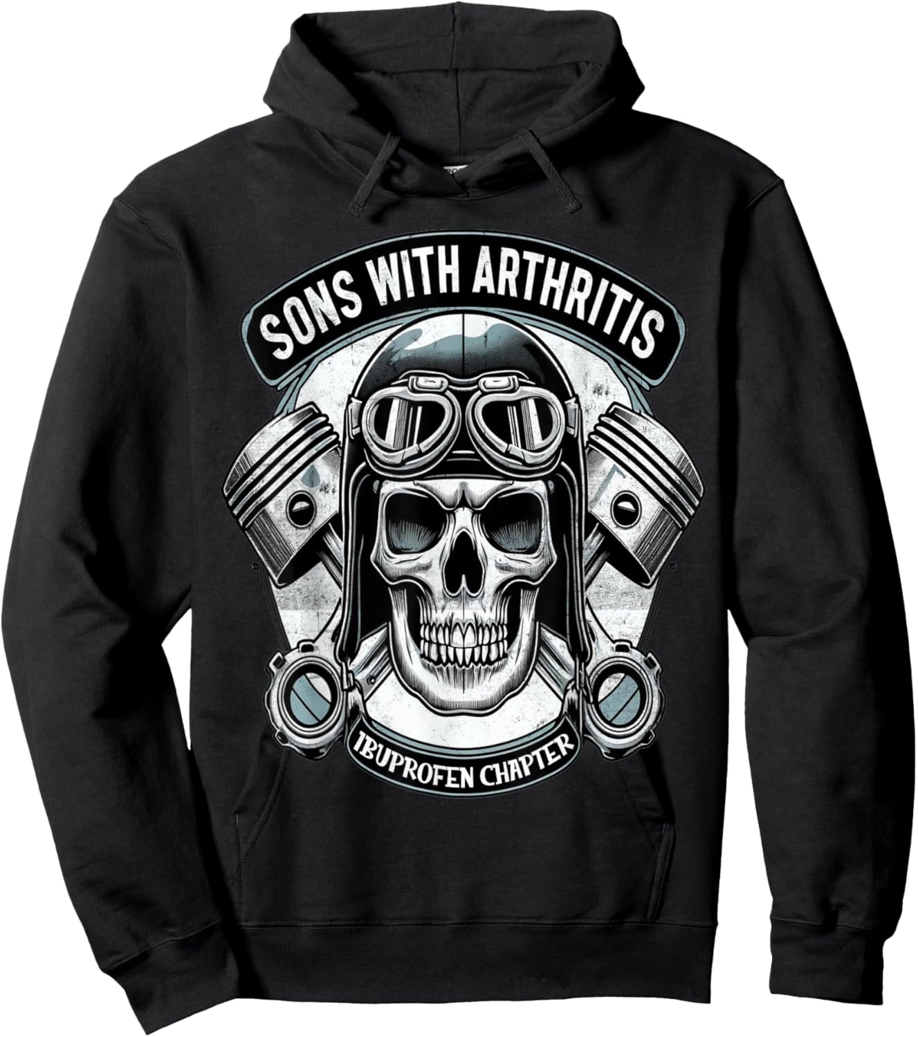 Sons With Arthritis Ibuprofen Chapter Cool Biker Skull Hoodie - Hoodie | Black