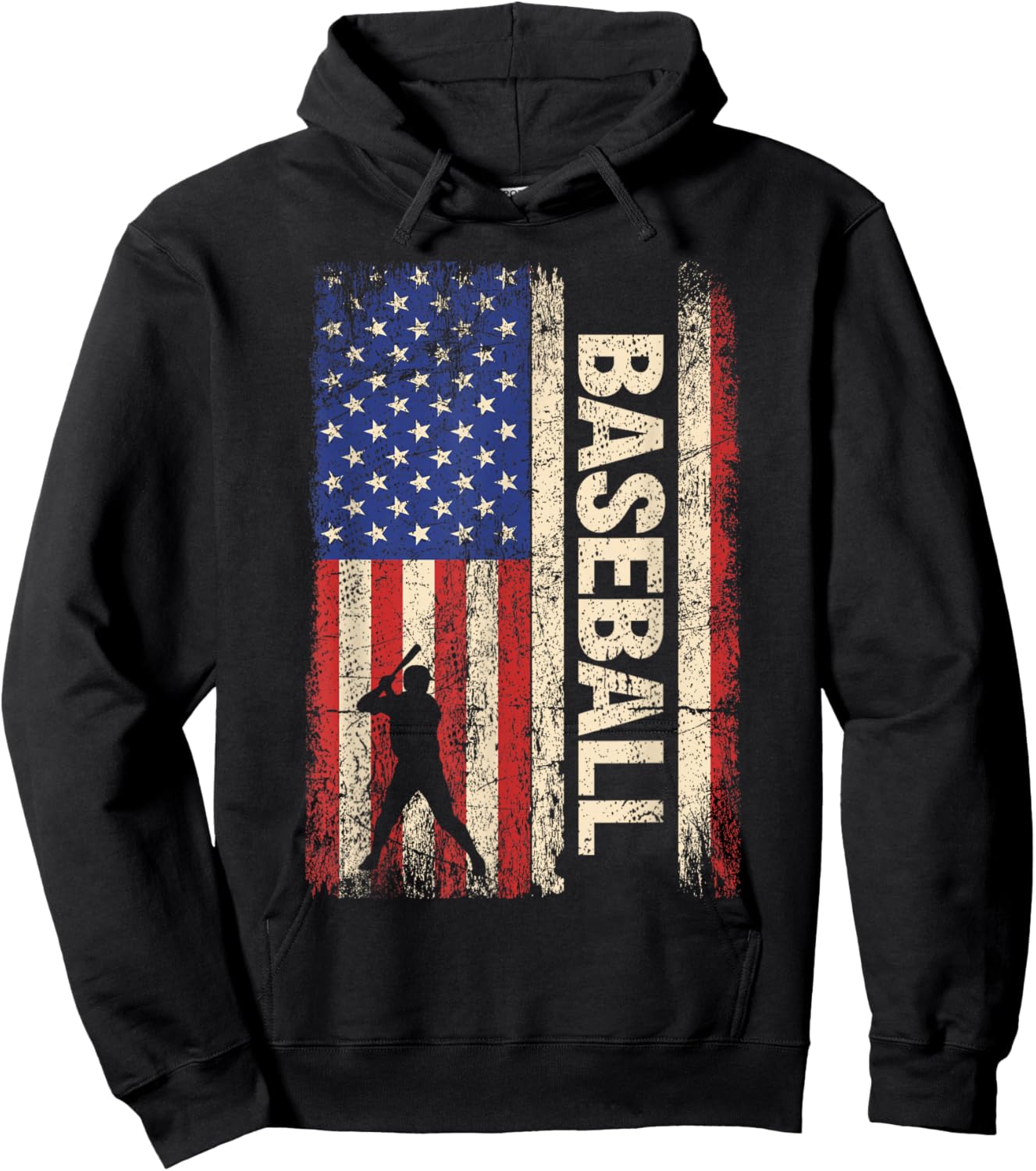 Baseball American US Flag Shirt Vintage 4th of July Men Kids Hoodie - Hoodie | Black