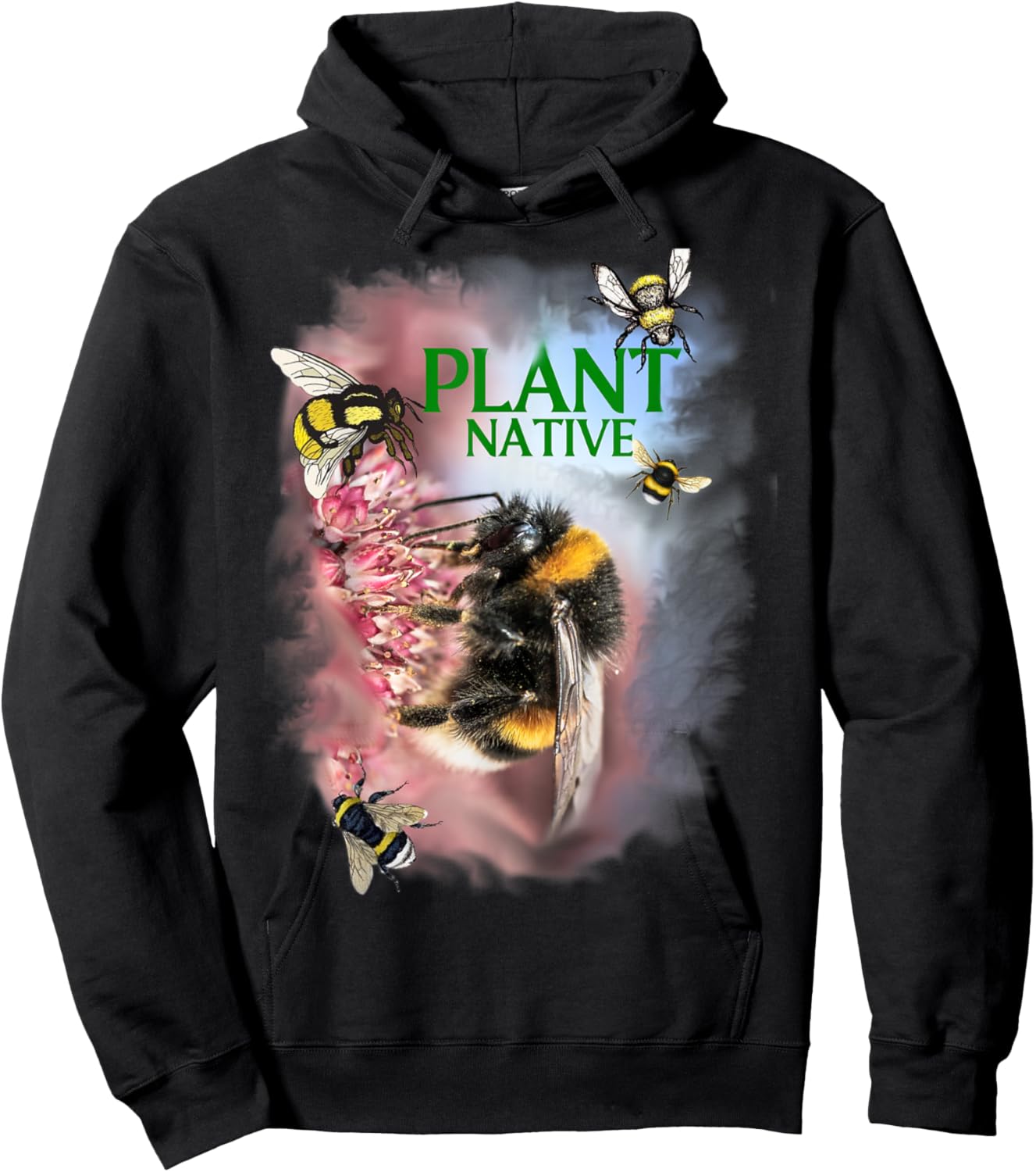 Our Pollinator Bumblebees, Butterflies Need Native Plants Hoodie - Hoodie | Black