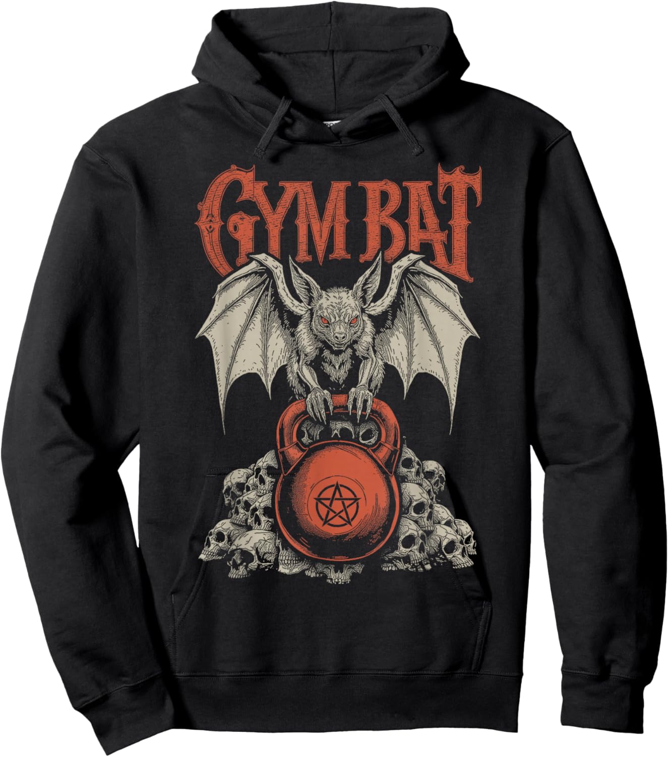Goth Gym Bat Gothlete Funny Gothic Fitness Occult Kettlebell Hoodie - Hoodie | Black