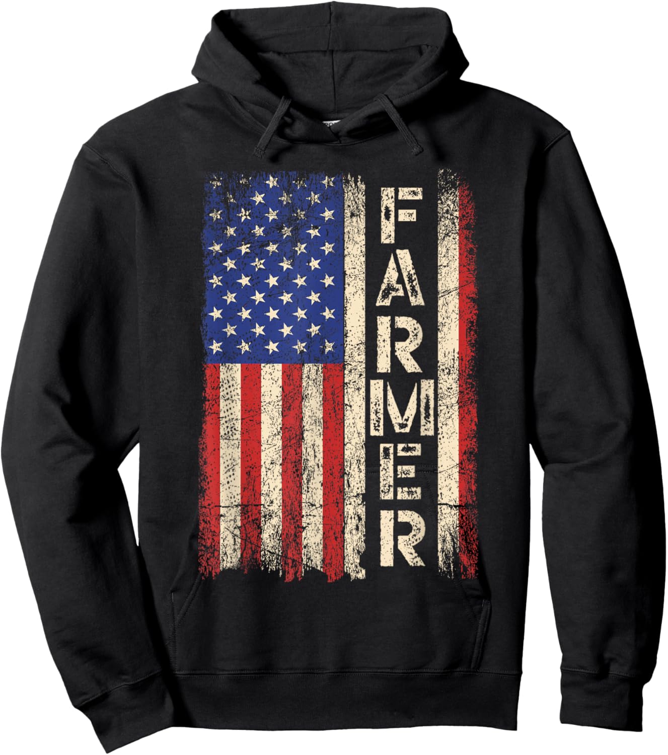 Farmer Tractors USA American Flag Patriotic Farming Men Hoodie - Hoodie | Black