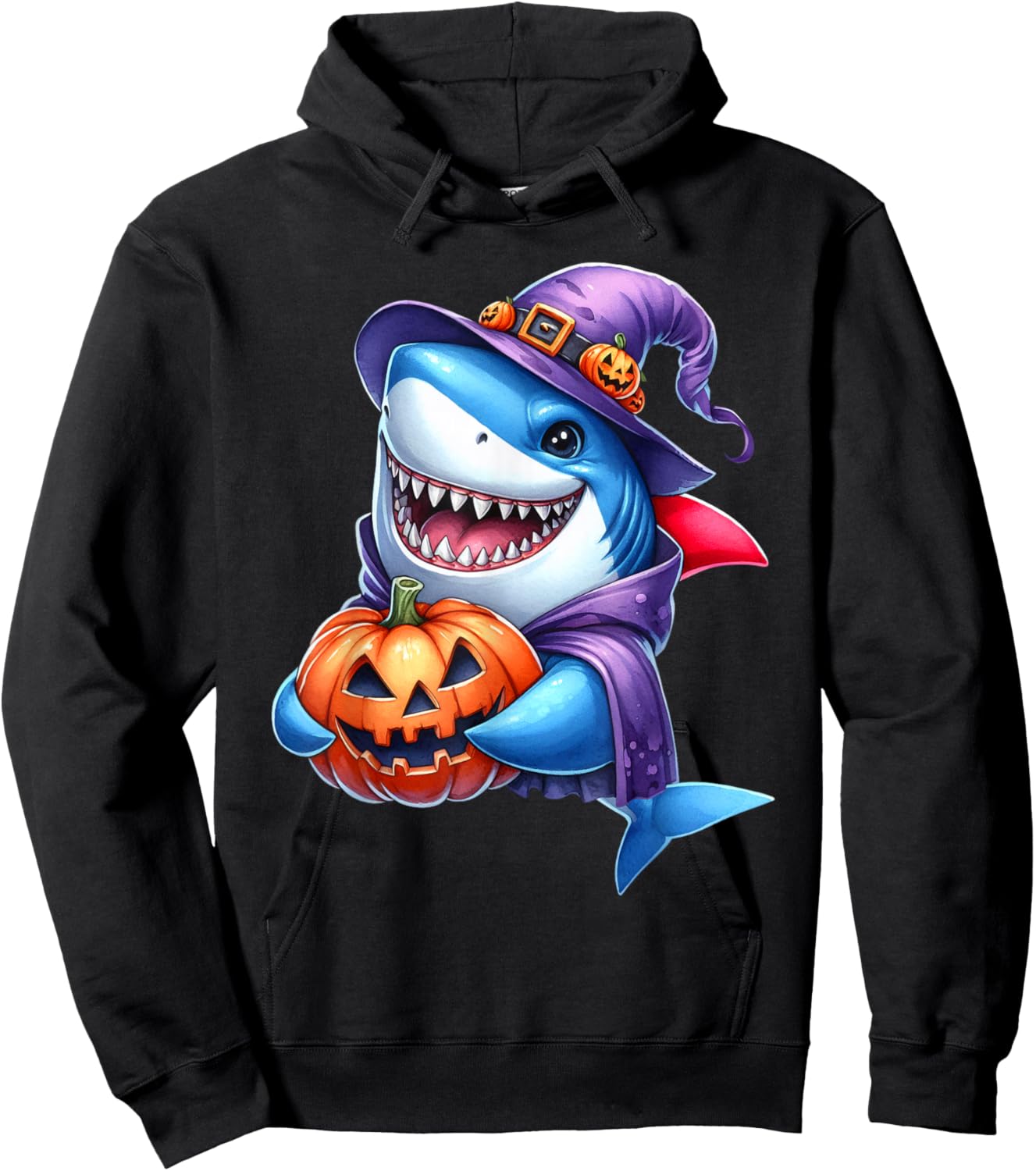 Shark Halloween Shark Lover Pumpkin Shark Halloween Boy Kids Hoodie - Hoodie | Black