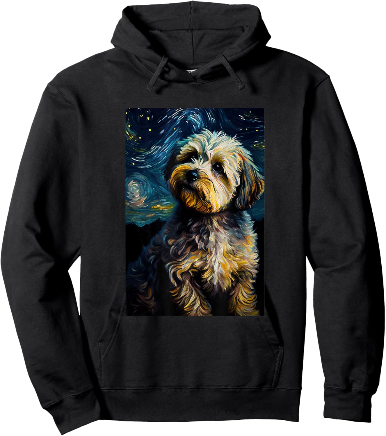 Yorkiepoo in Starry Night Painting Dog Mom Dad Men Women Kids Hoodie - Hoodie | Black
