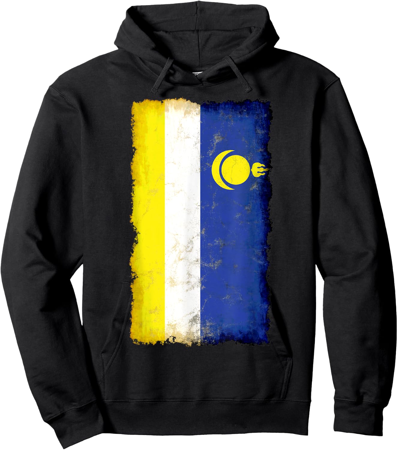 Distressed Buryatia Flag, National Pride Grunge Style Hoodie - Hoodie | Black