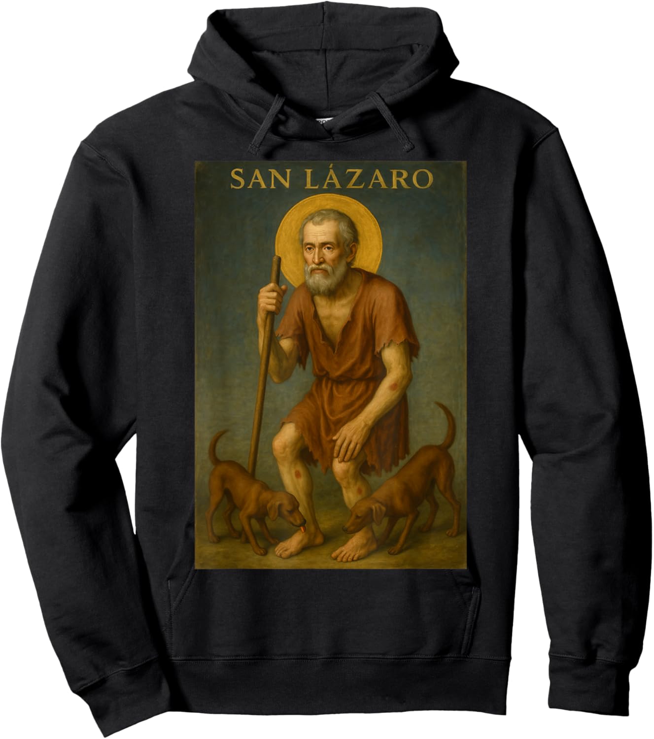 San Lazaro Santeria babalu Aye with dogs Hoodie - Hoodie | Black