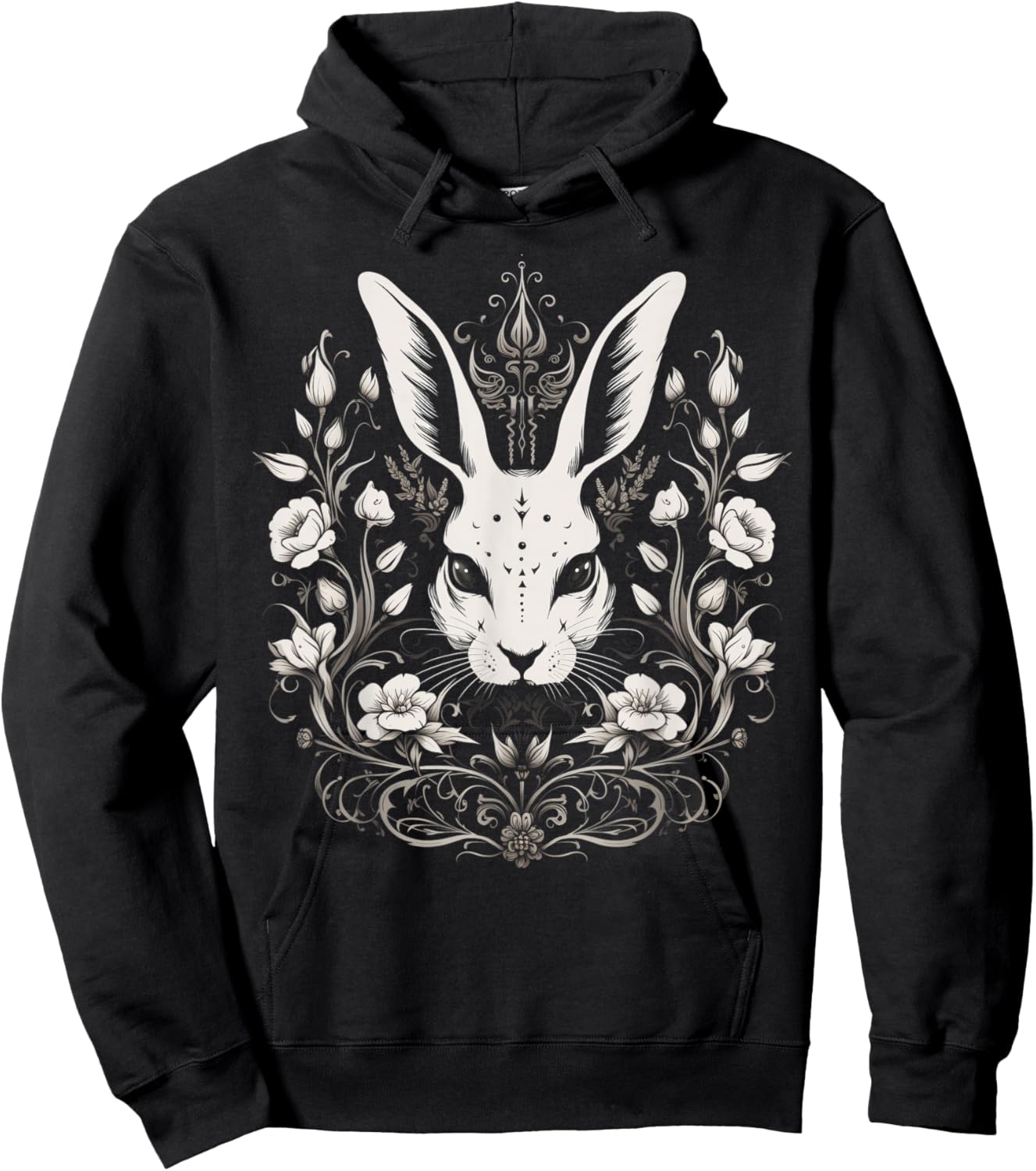 Hase Häschen Blumen Hexe Okkulte Gothic Vintage Ostern Hoodie - Hoodie | Black
