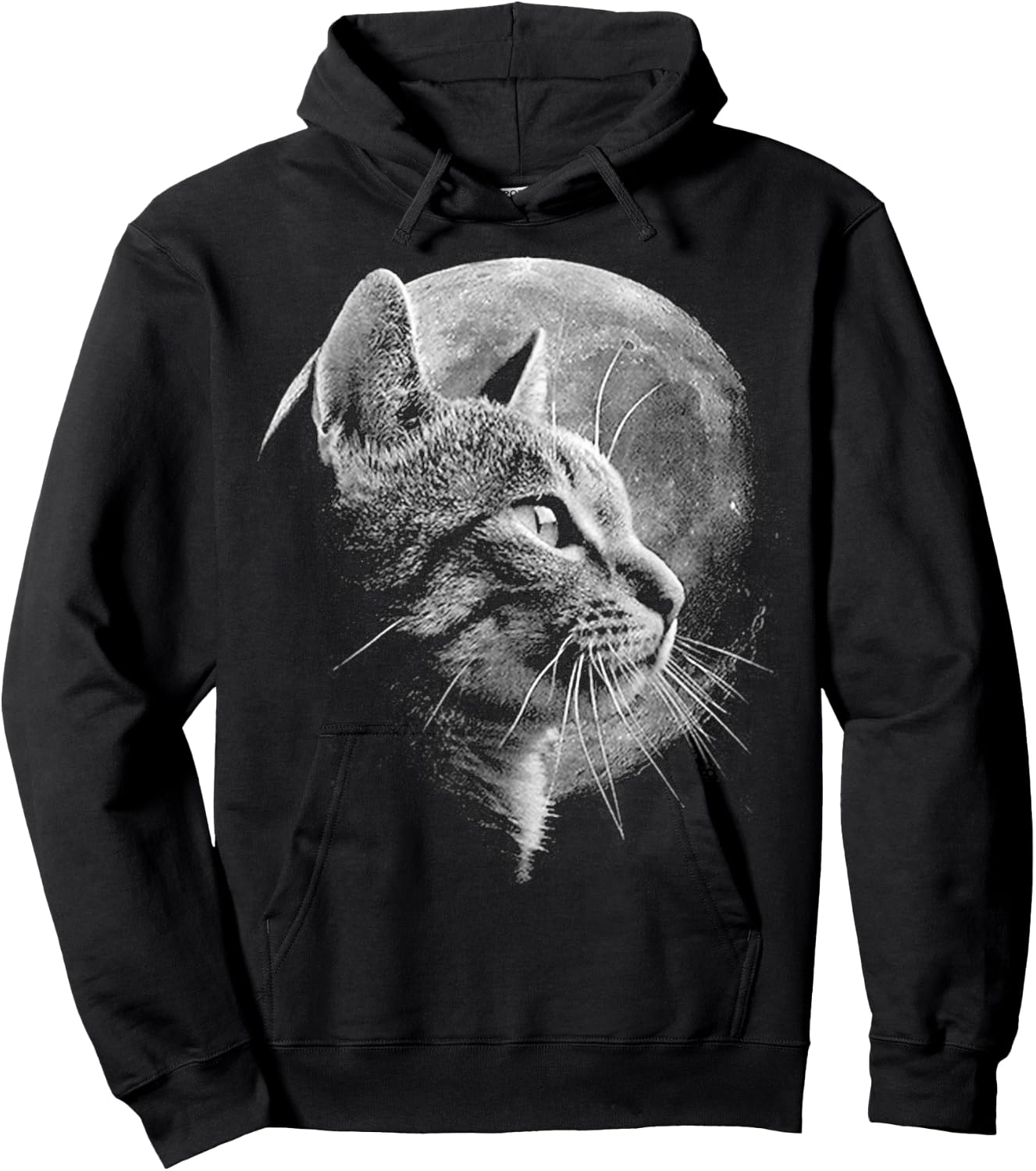 Cute Cat With Moon - Funny Cat Hoodie - Hoodie | Black