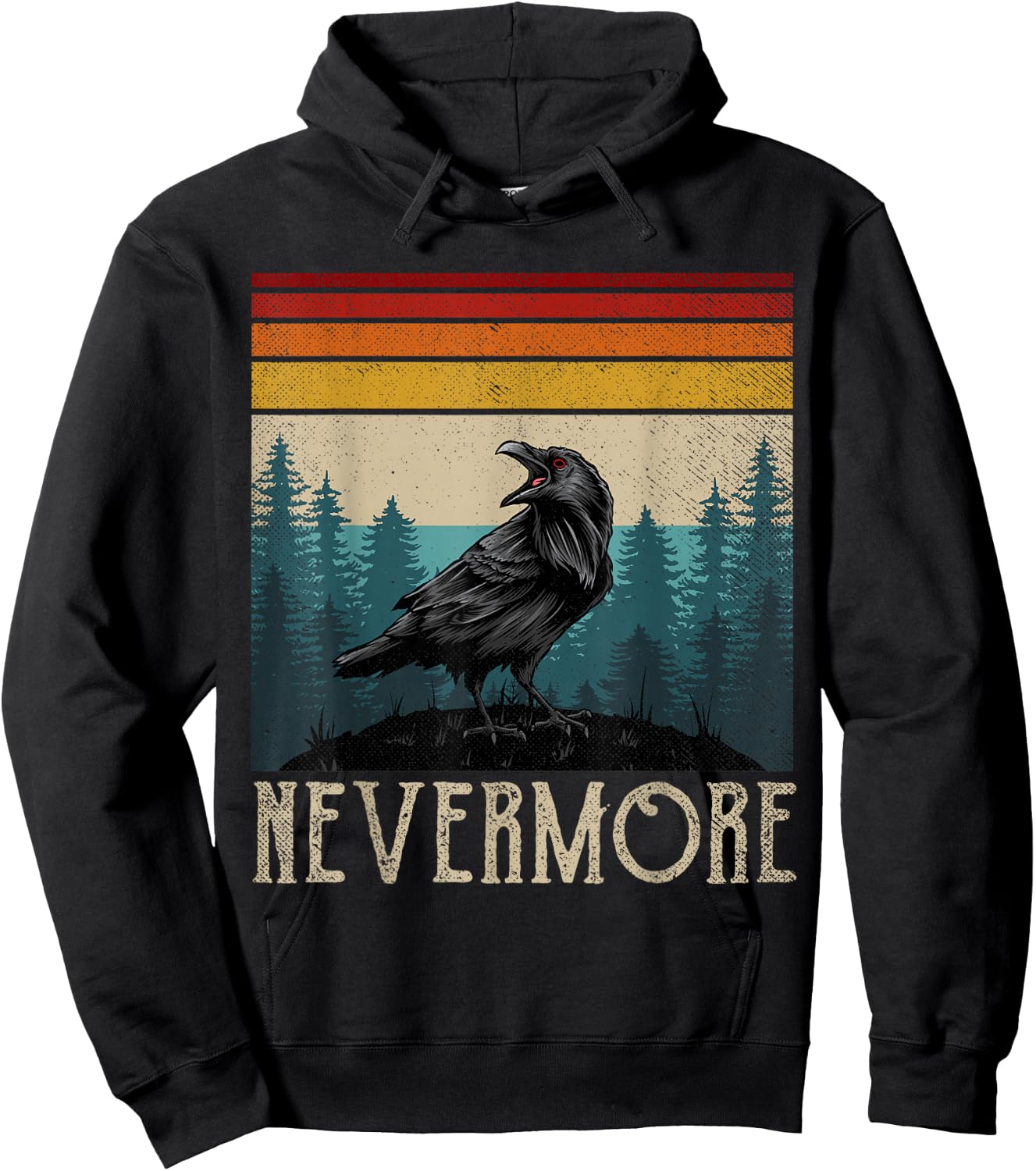 Vintage Nevermore Shirt Edgar Allan Poe The Raven Hoodie - Hoodie | Black