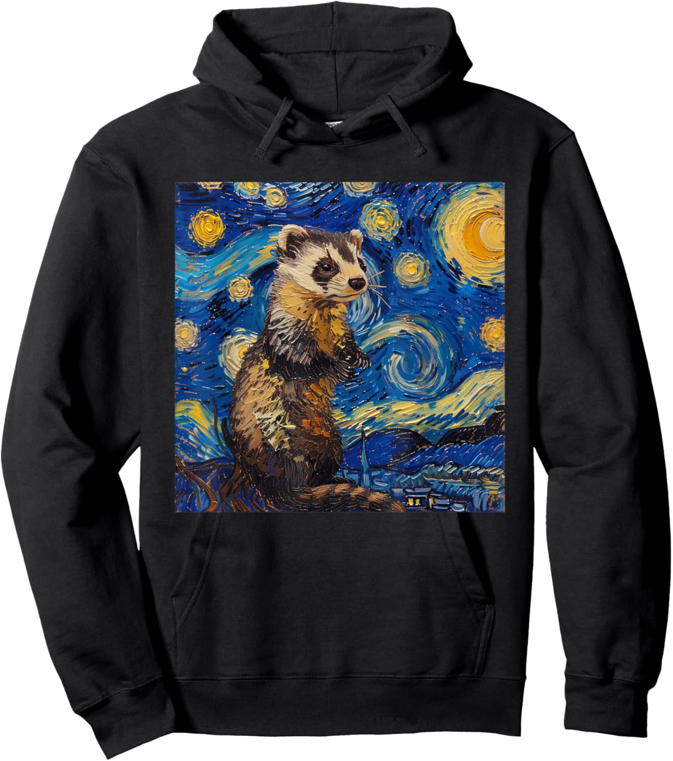 Ferret Van Gogh Starry Night Hoodie - Hoodie | Black