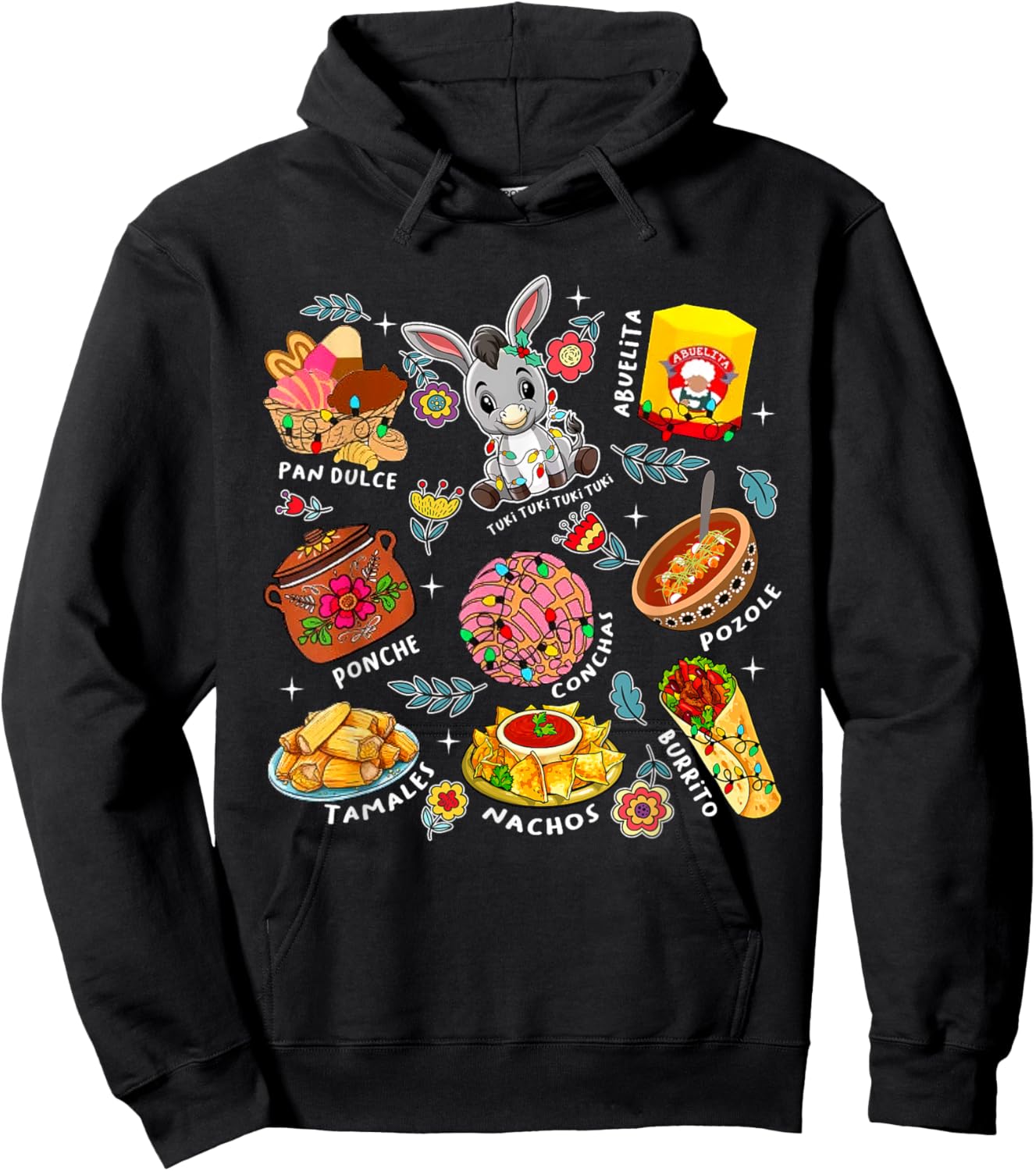 Mi Burrito Sabanero Mexican Tuki Tuki Donkey Latino Xmas Hoodie - Hoodie | Black