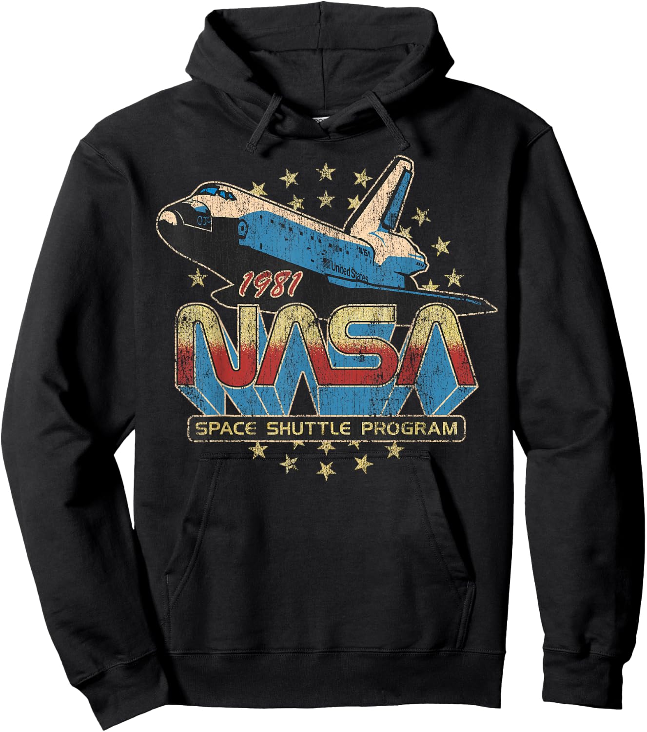 NASA Space Shuttle Program 1981 Distressed Hoodie - Hoodie | Black