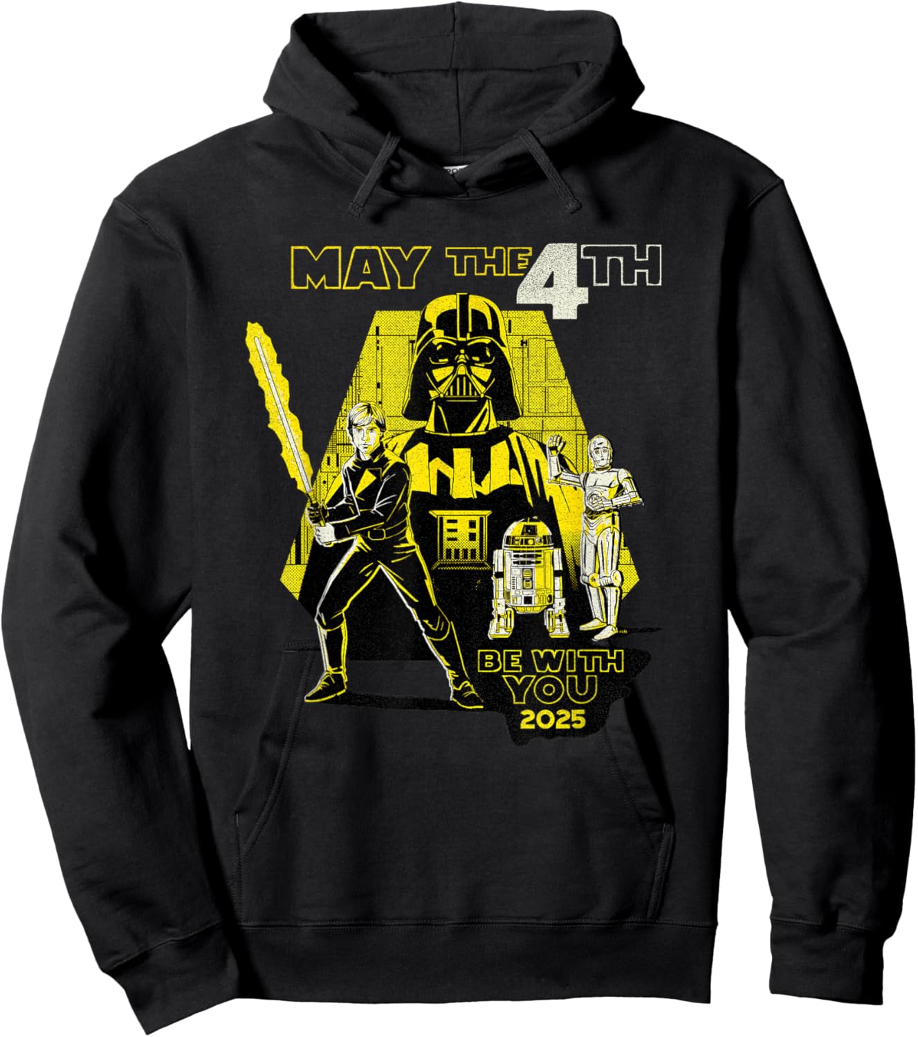 Star Wars Day: May the 4th Be With You 2025 Retro Distressed Hoodie - Hoodie | Black