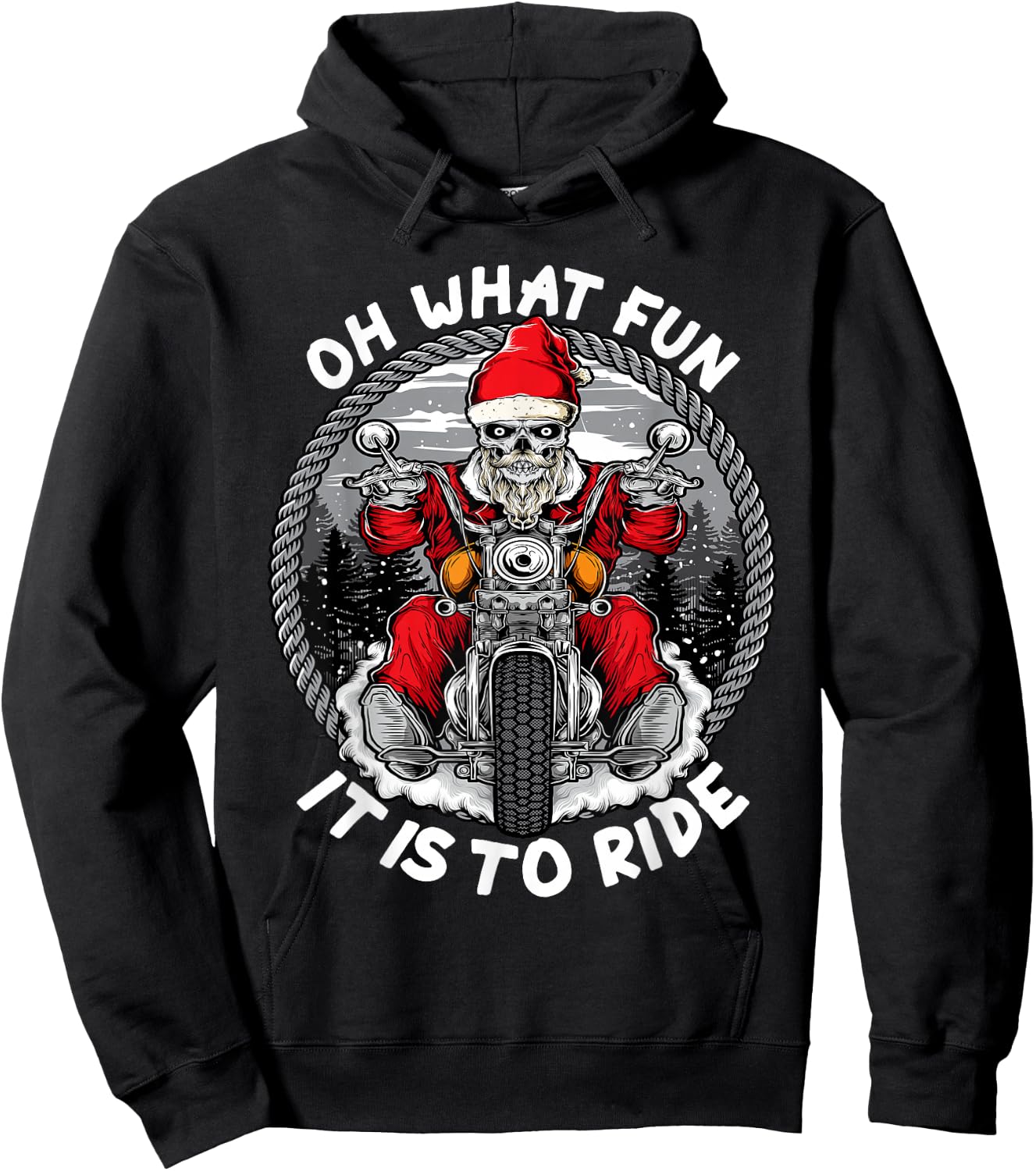 Oh What Fun It Is To Ride Christmas Santa Motorcycle Biker Hoodie - Hoodie | Black