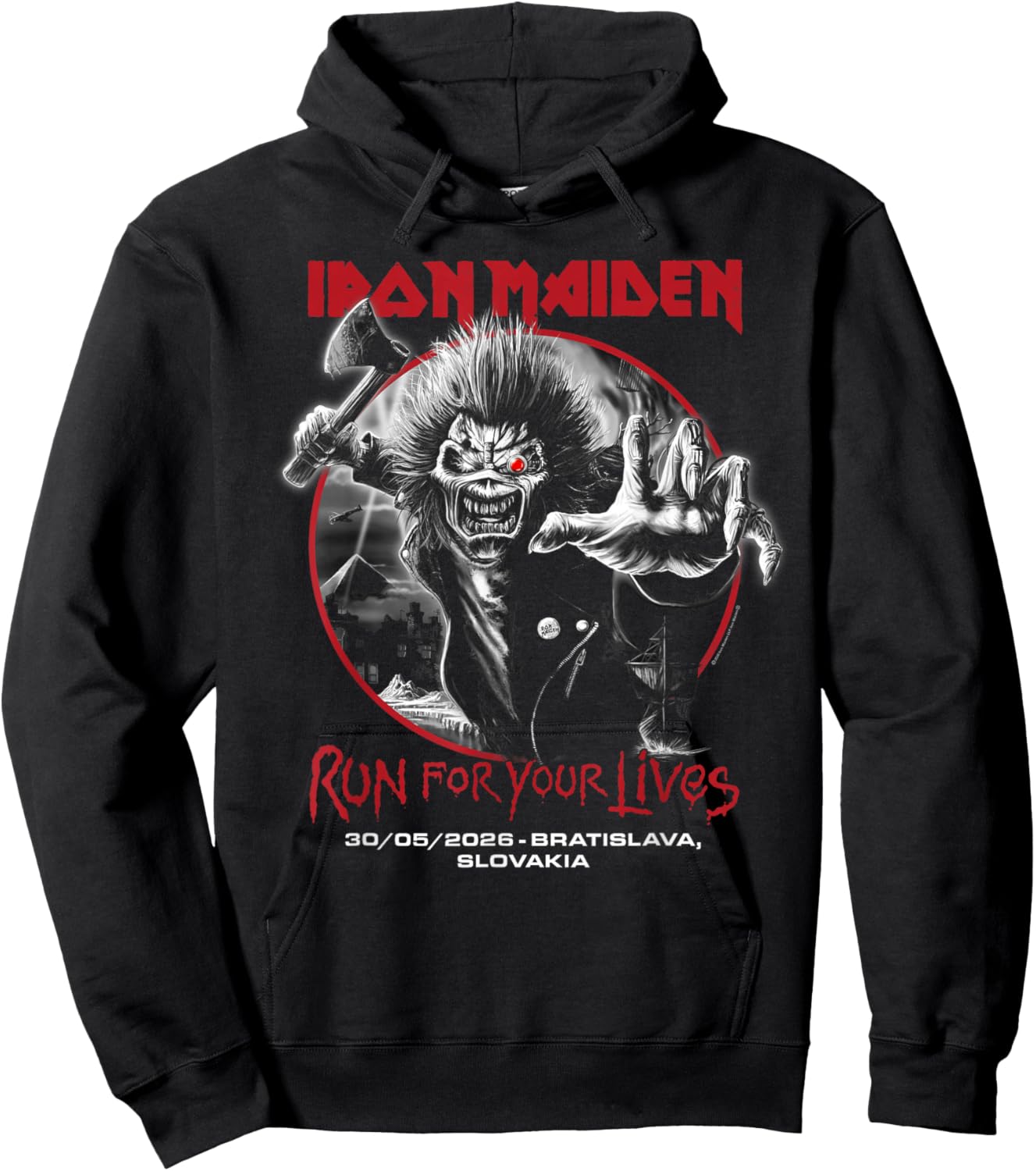 Iron Maiden Run for Your Lives Tour 2026 Bratislava Hoodie - Hoodie | Black