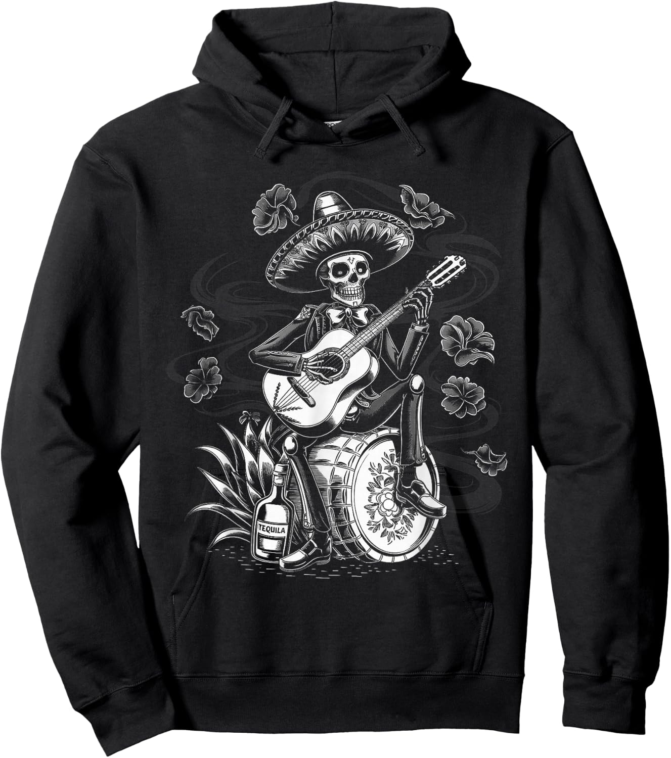 Mexico Vintage Skeleton Tequila Dia De Los Muertos Mexican Hoodie - Hoodie | Black