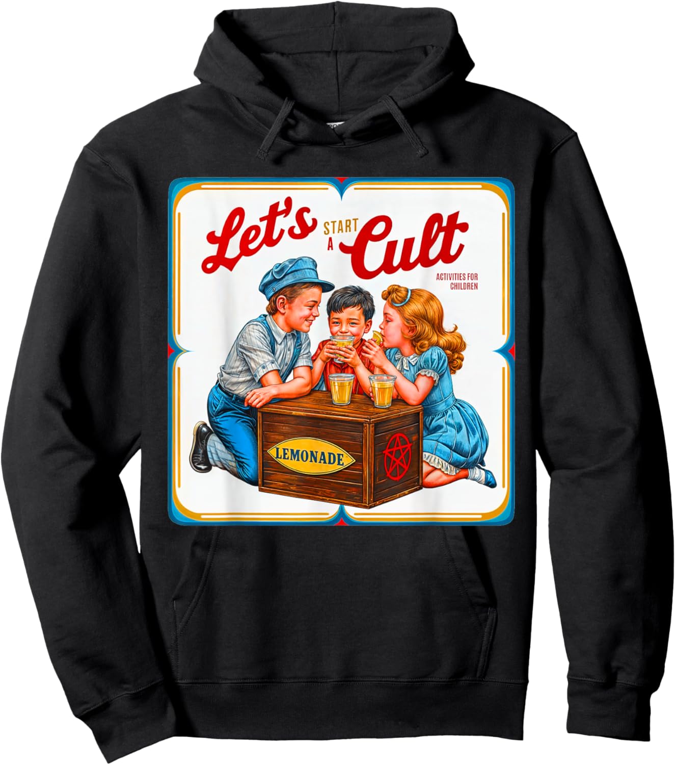 Let's Start A Cult Ironic Funny Vintage Horror Hoodie - Hoodie | Black